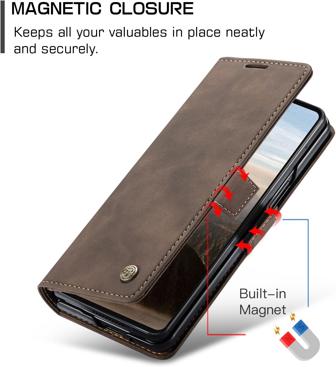 Thumbnail 2 de Cracedily Handyhülle für Samsung Galaxy Fold 7 – Klapp-Flipcase mit Kartenfach, RFID-Blocker und Standfunktion