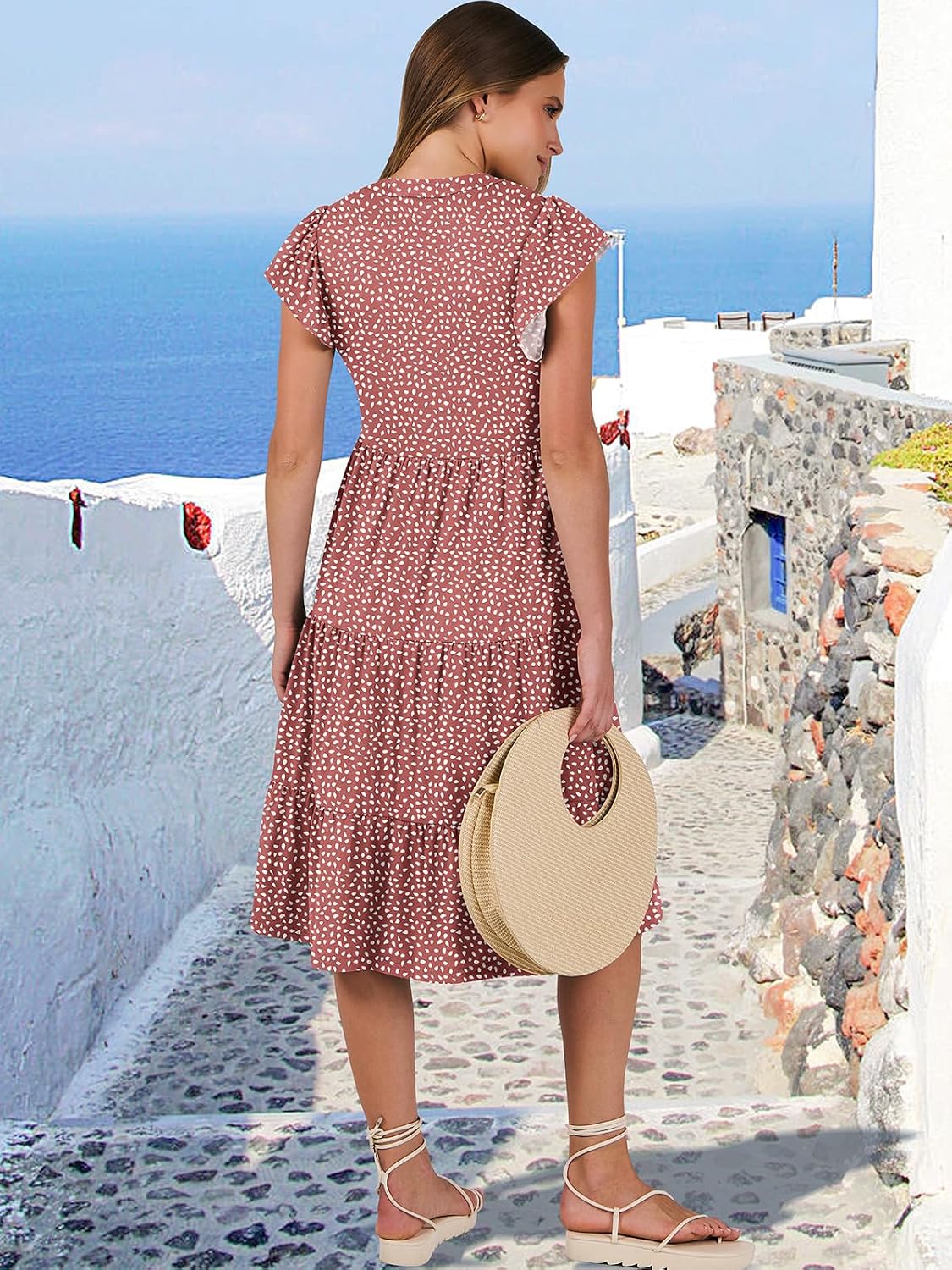 Thumbnail 4 de ANRABESS Womens Summer Dress V‑Neck Midi Sundress