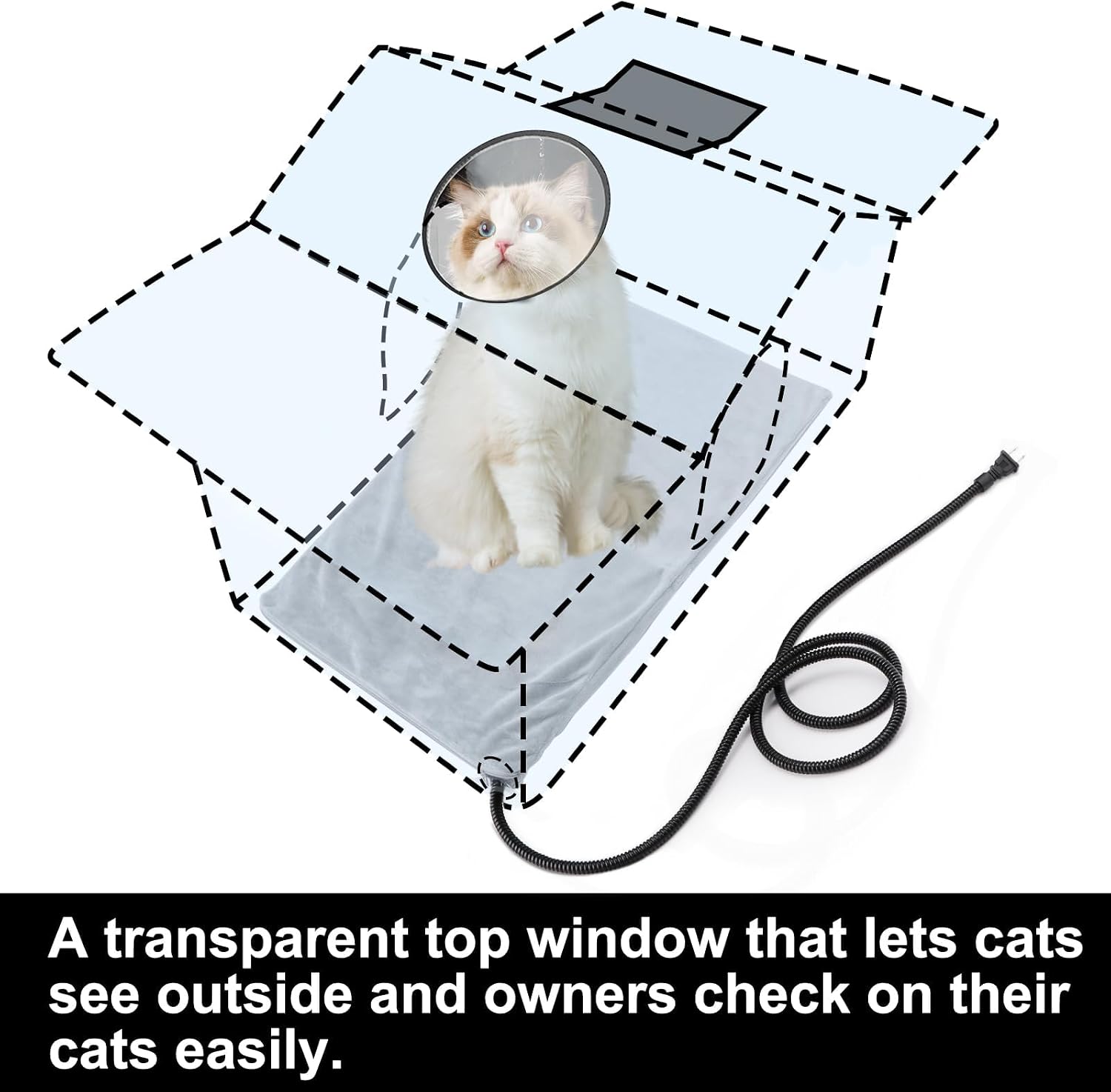 Detalle de Texsens OLI-MW-JRD-L Heated Outdoor Cat Shelter with Raised Base and Dual Exits