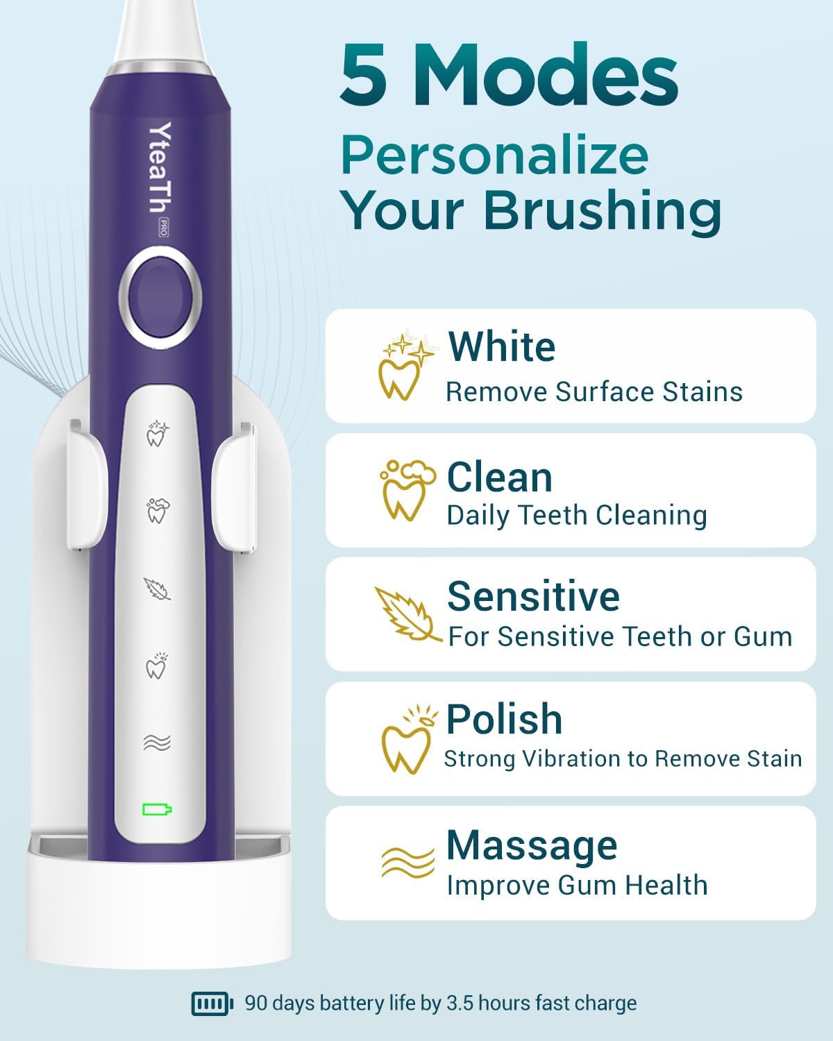 Thumbnail 3 de Sonic electric toothbrush 90-day battery