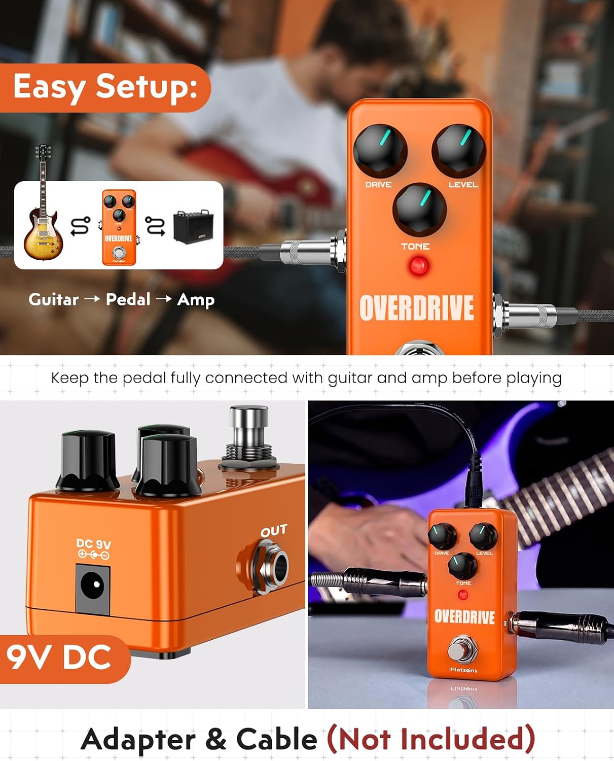 Thumbnail 1 de flatsons FOD-3 Overdrive Pedal, Mini Analog, True Bypass, Level and Tone Controls