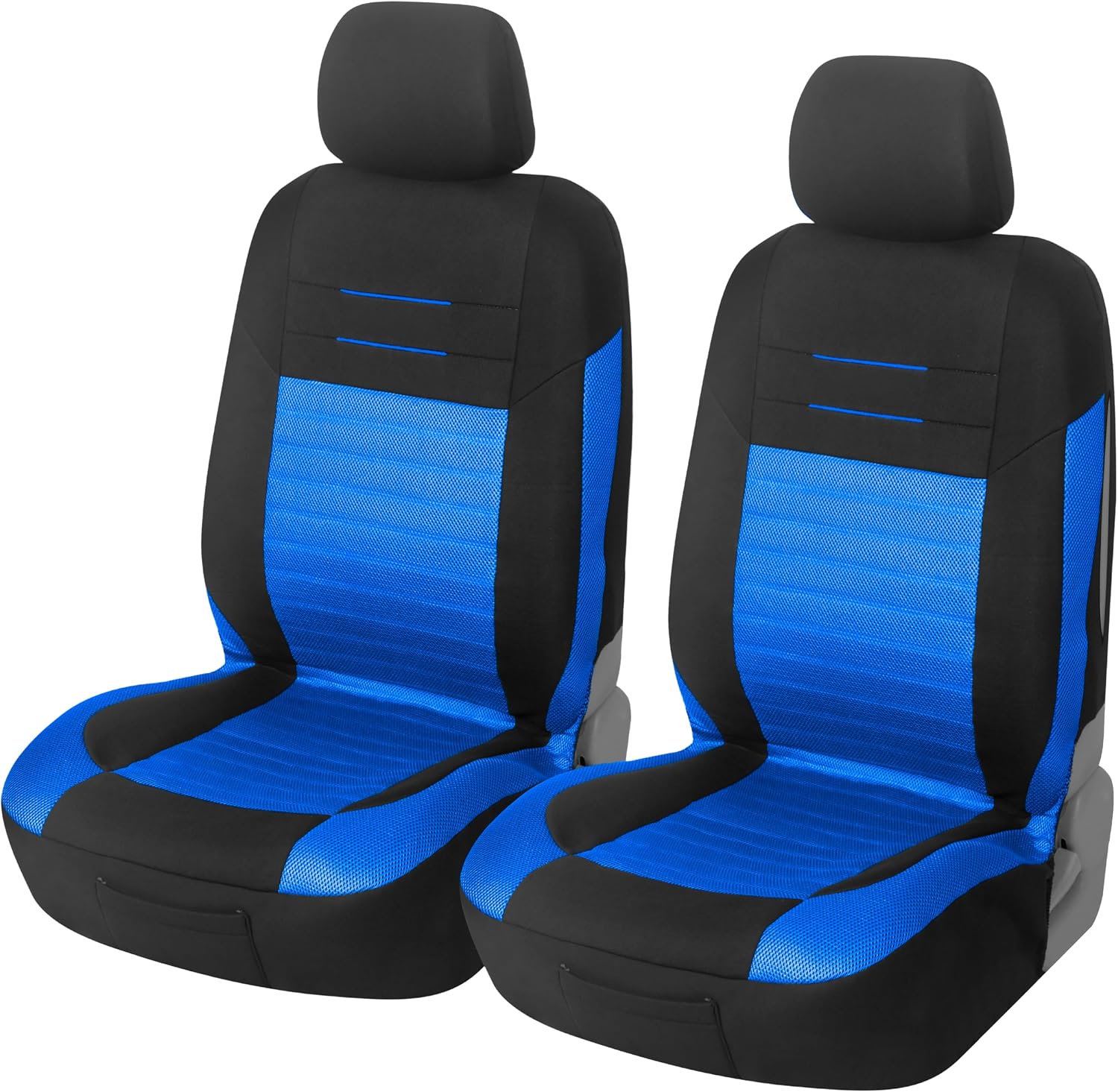 Detalle de Upgrade4cars Coprisedili Anteriori Universali Set 2026 in blu (con copri-poggiatesta) Upgrade4cars