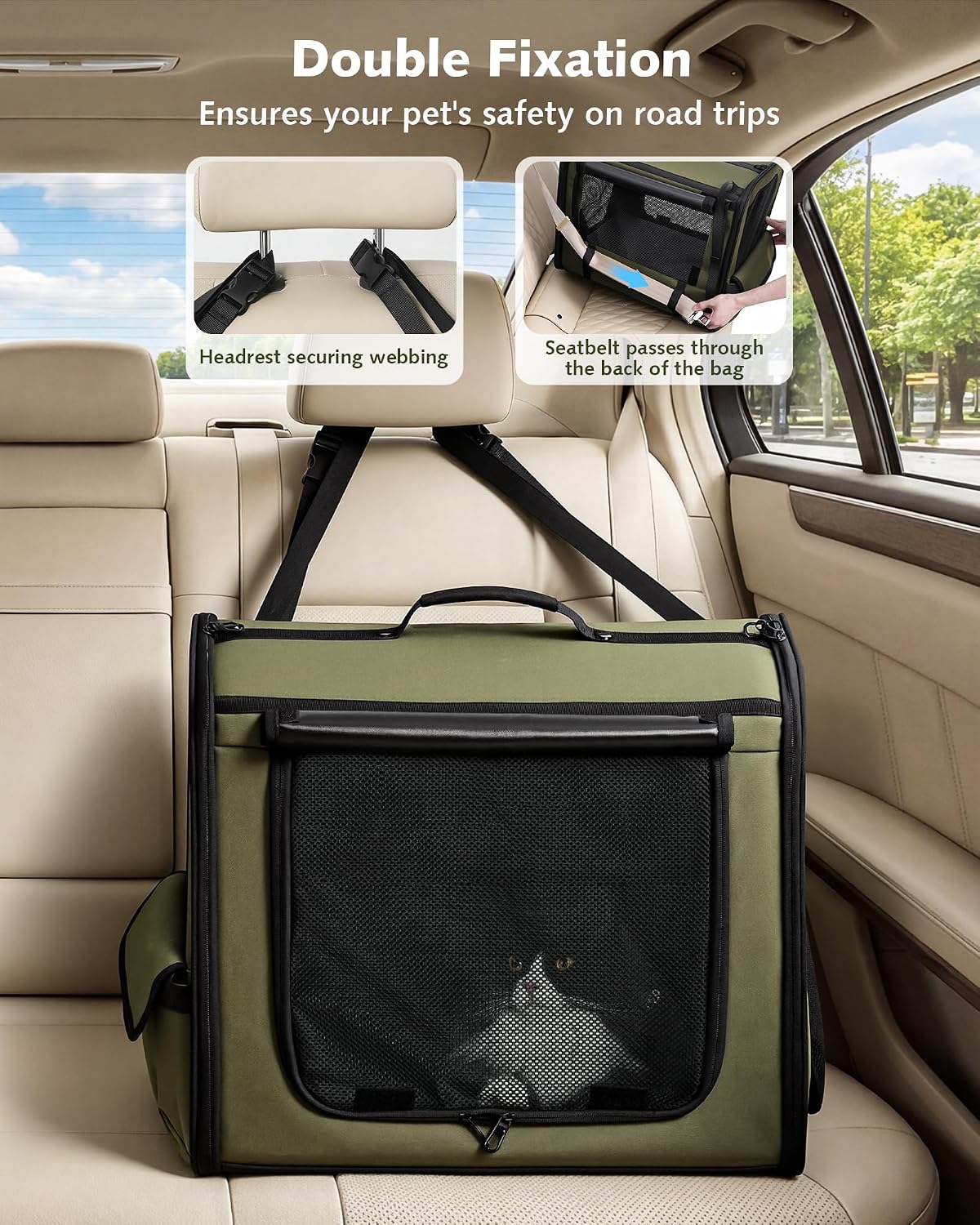 Detalle de Dog Car Carrier: Stable, Lightweight 50×37.5×43 cm Travel Crate for Cars