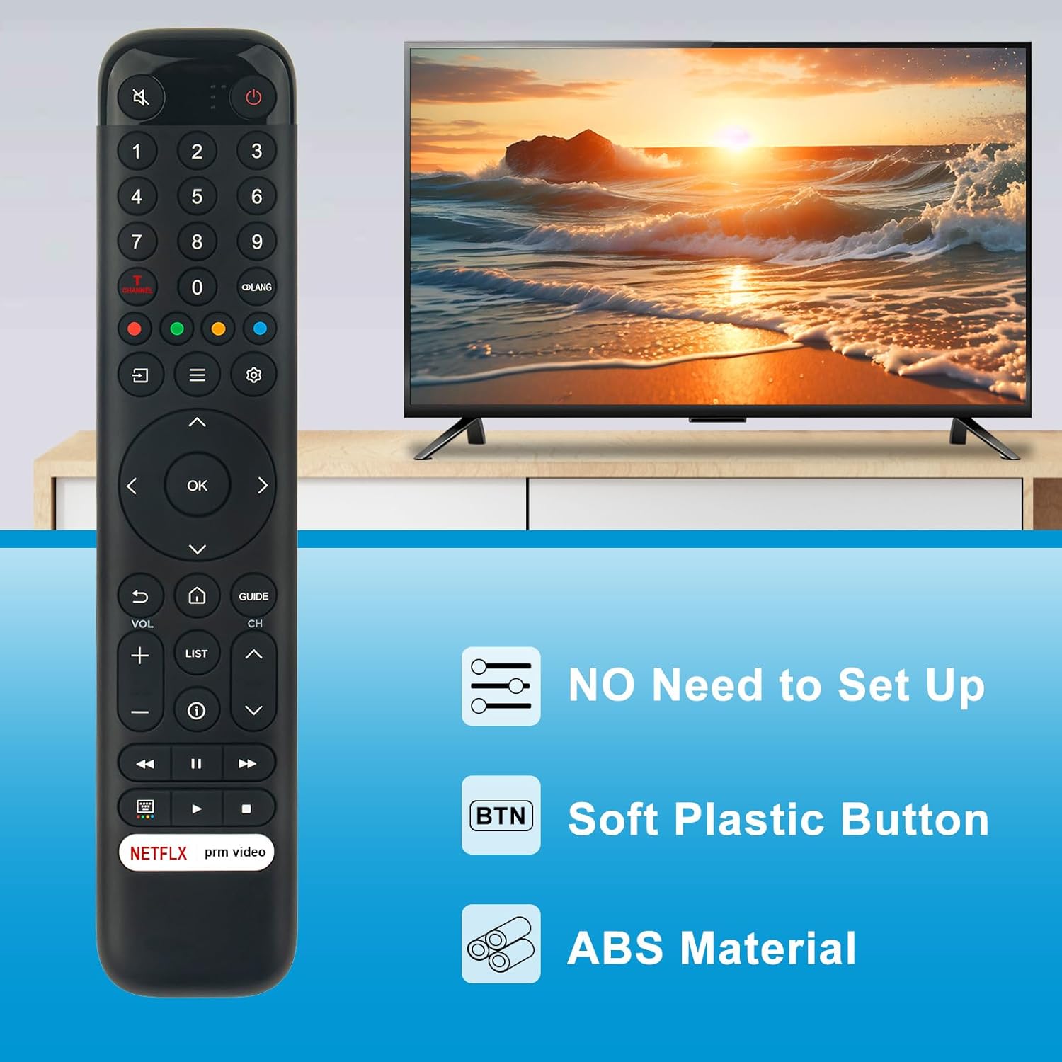 Detalle de VINABTY Replacement Remote for TCL Smart TVs (43L5A, 43S5400A, 40S5401A, 40S5403A, 32S5401AF) – Practical Everyday TV Access