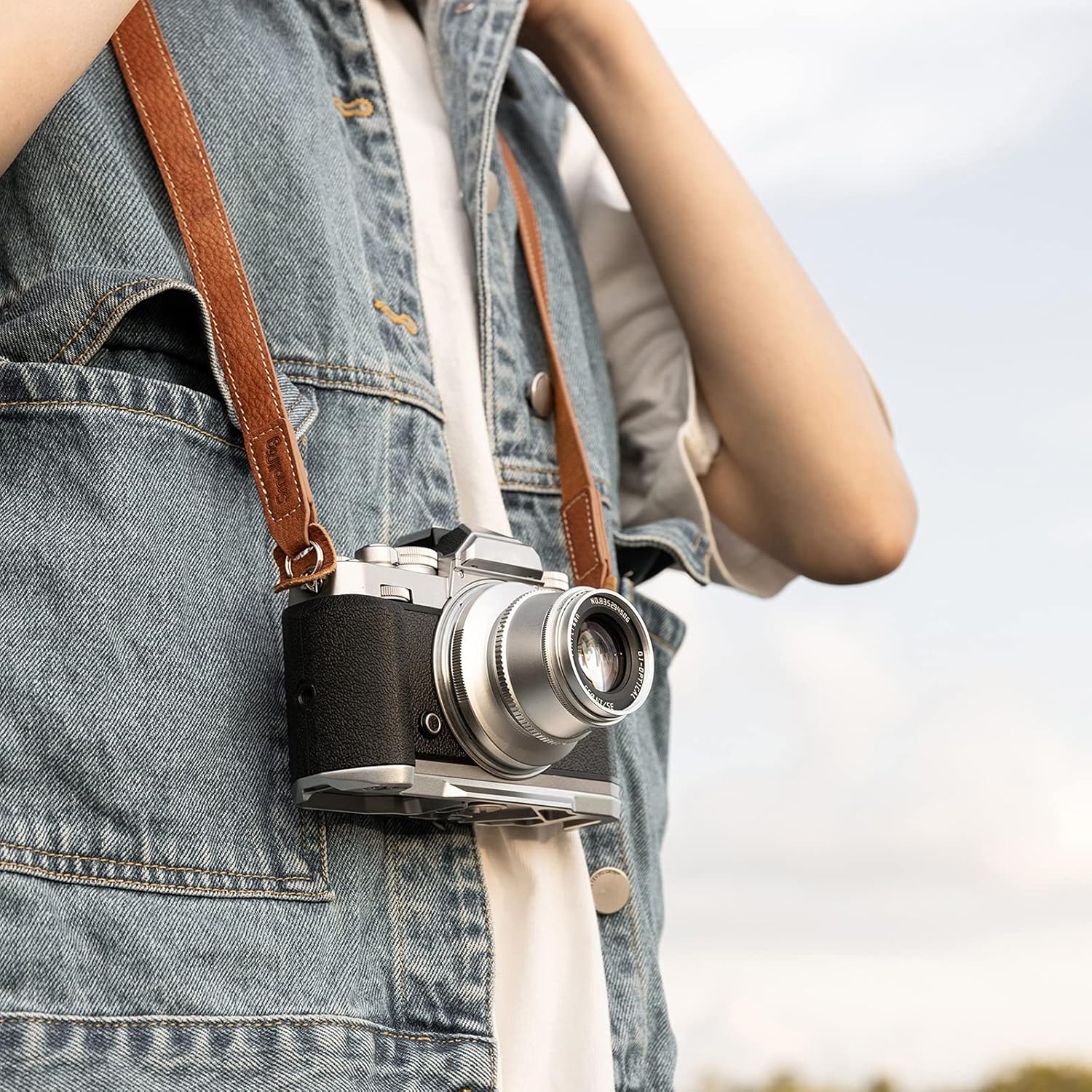 Detalle de SMALLRIG Sangle pour appareil photo en cuir véritable 3485 (bandoulière vintage marron)