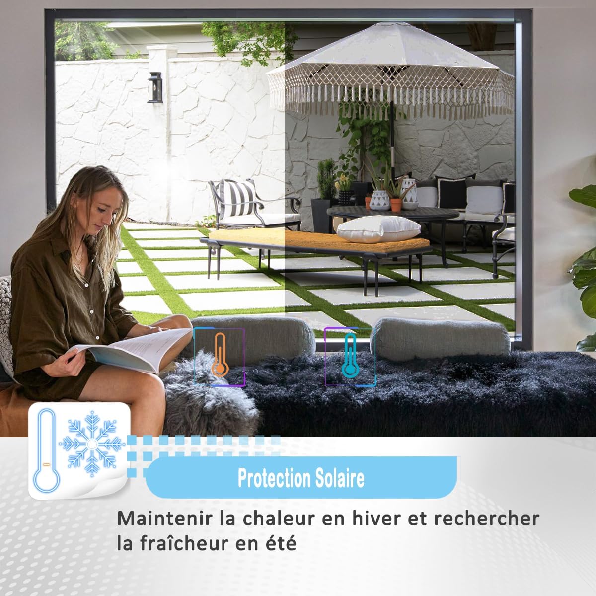 Thumbnail 1 de Film miroir HOMTOL pour fenêtre 110x400 cm – confidentialité jour/nuit et protection UV
