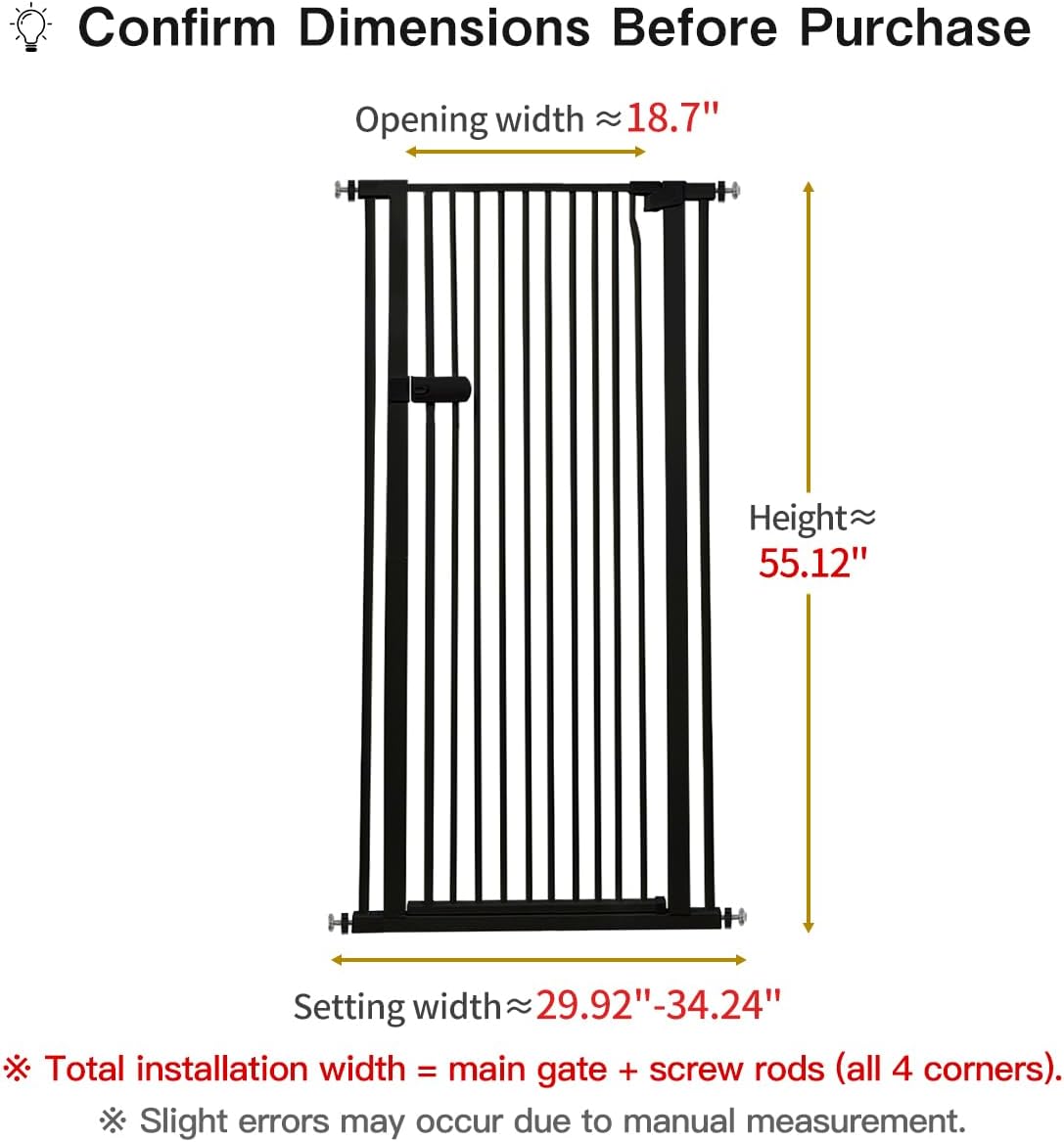 Detalle 2 de Lumizone Extra Tall Cat Gate, 55.12-Inch Metal Pressure-Mounted Gate