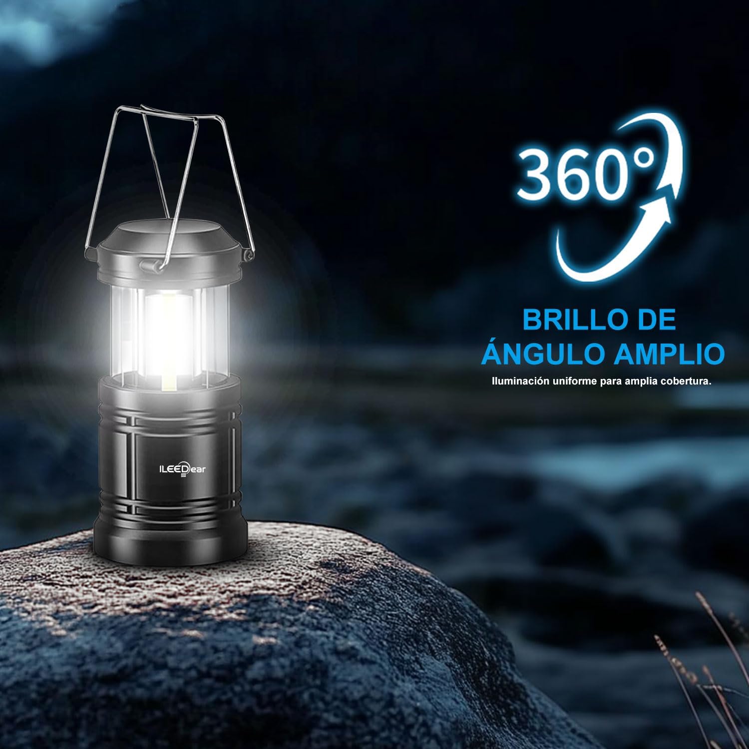 Thumbnail 4 de ILEEDear paquete de 2 linternas LED plegables para camping y emergencias (negro)
