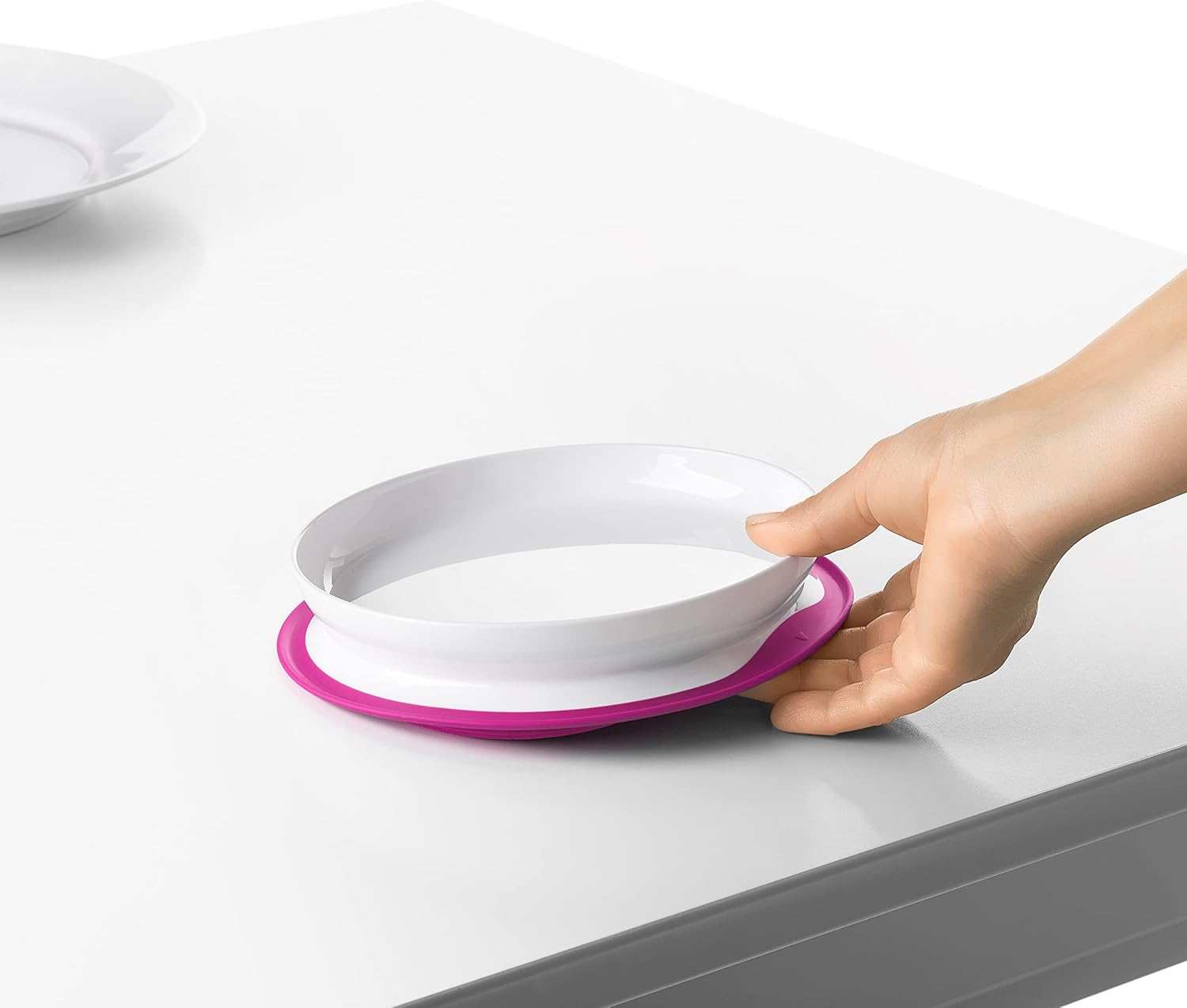 Detalle de OXO Tot FDOX61120800 くっつくシンプルプレート ピンク 吸盤付きシリコーン食器