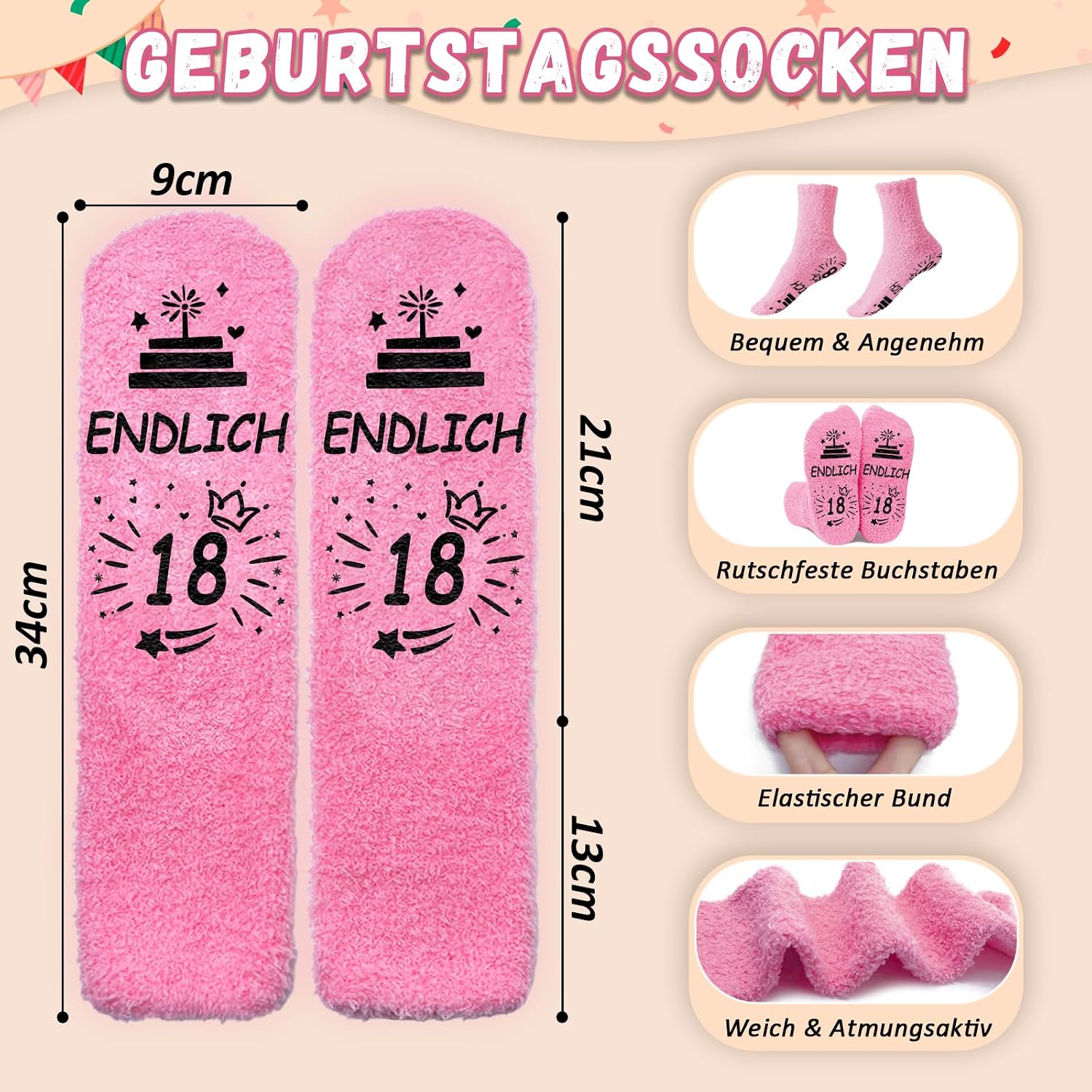 Thumbnail 3 de WAMIOKAGRO 18. Geburtstag Mädchen Geschenkset – Kosmetiktasche, Socken & Schlüsselanhänger