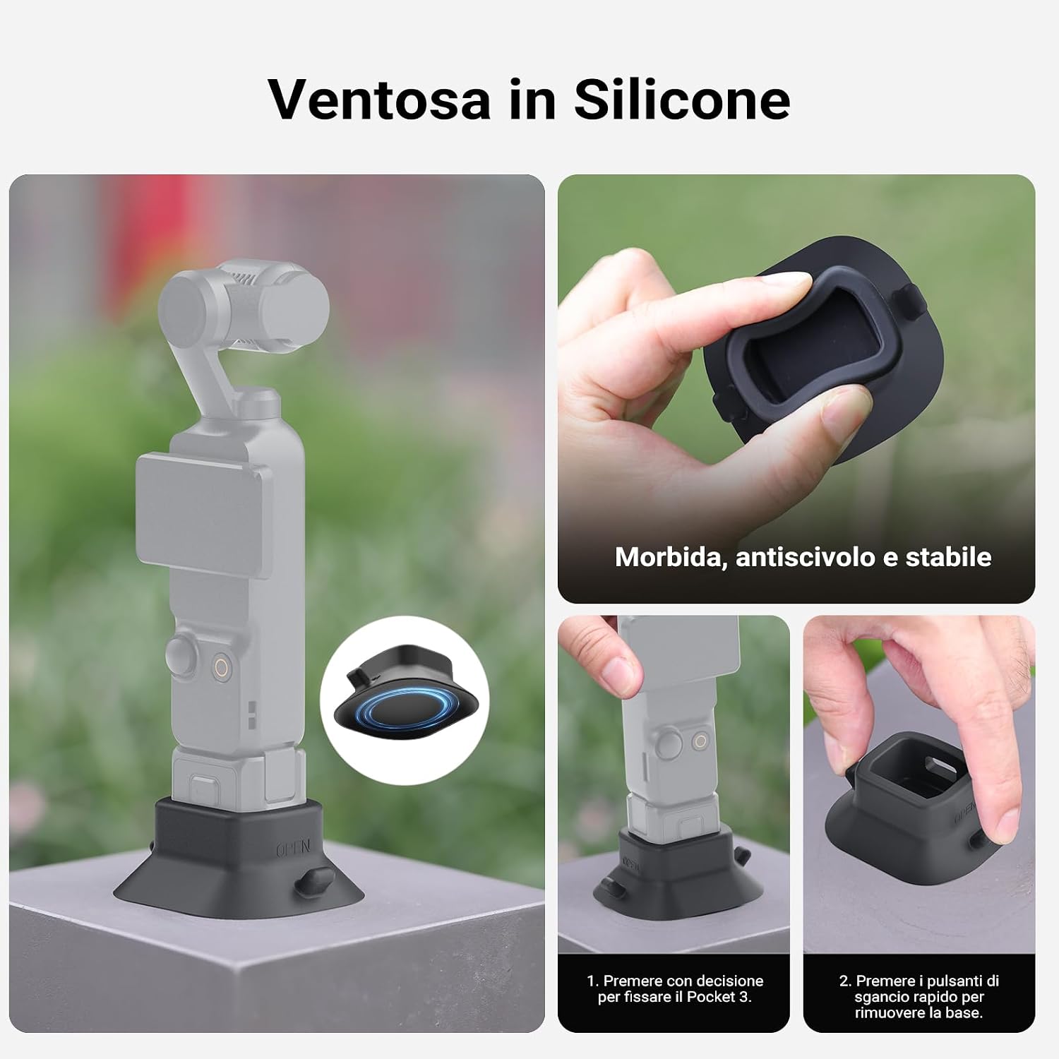 Thumbnail 6 de NEEWER BASICS Base a ventosa in silicone per DJI Osmo Pocket 3 e 4, supporto da tavolo AC023