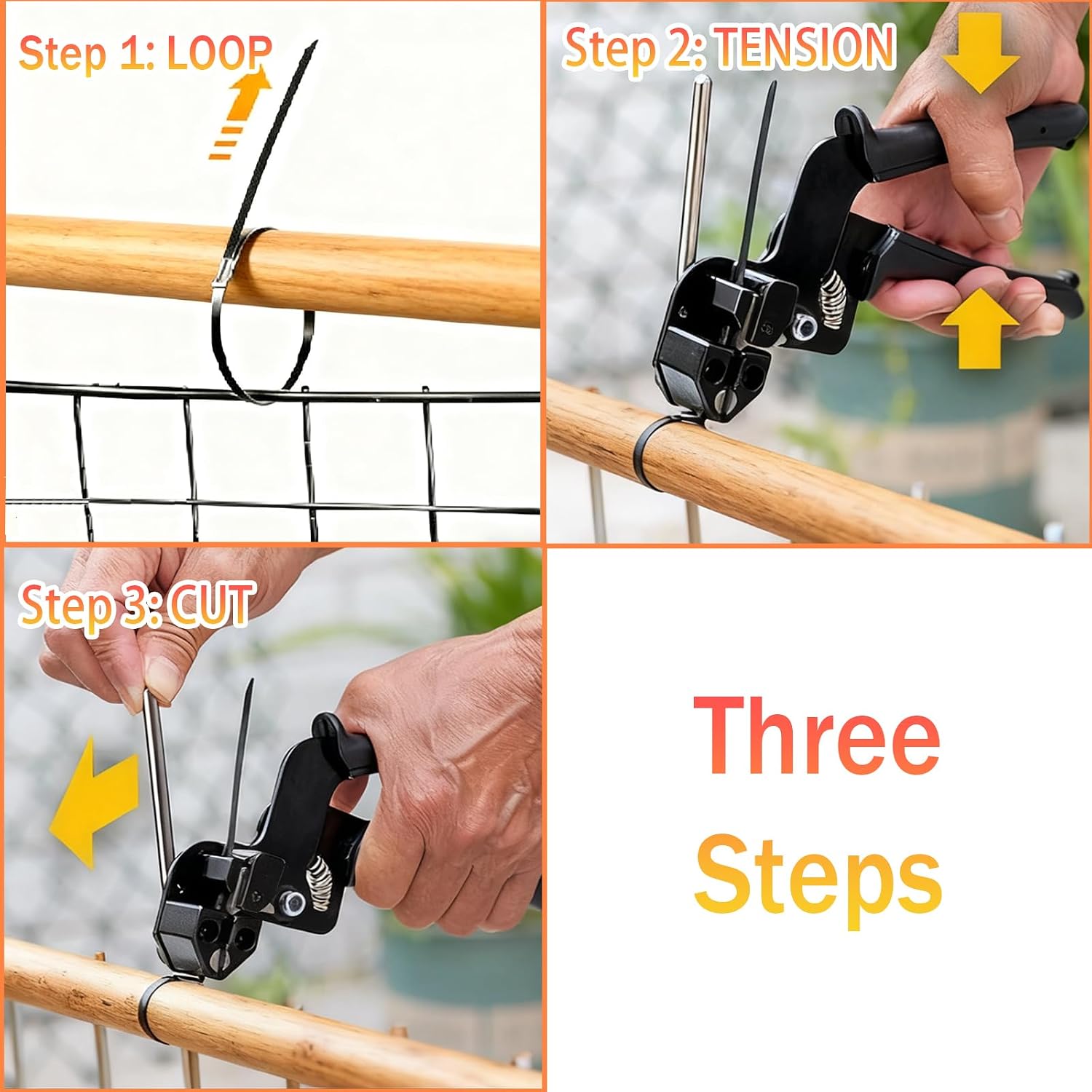 Thumbnail 4 de YEAZHEN YZMZTWCTG-200PB Stainless Steel Cable Tie Gun Kit, 200 Black Ties