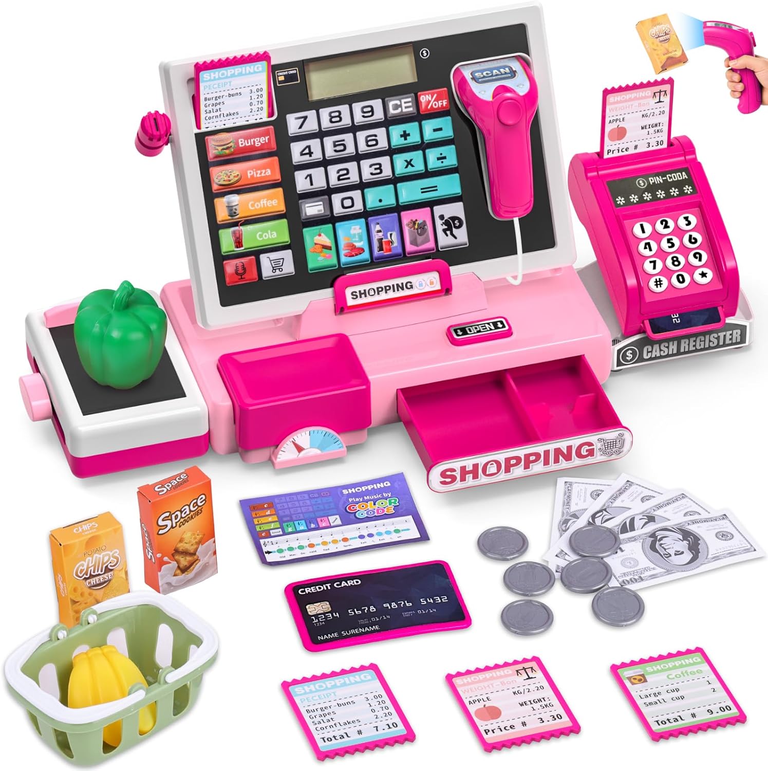 Thumbnail 6 de Elektronische Spielzeug-Kasse mit Scanner und Sound – Rollenspielkasse für Kinder ab 3 Jahren