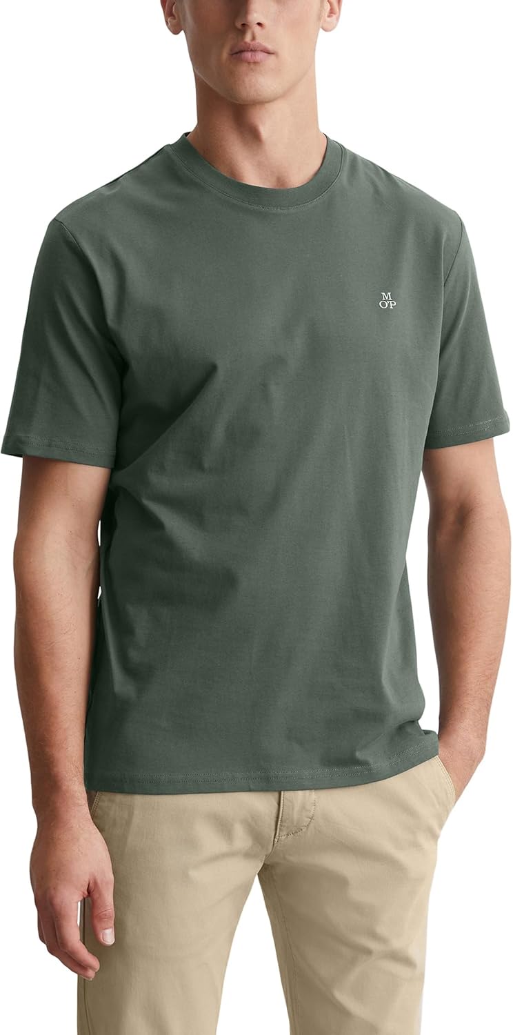 Detalle de Marc O’Polo Denim Herren T‑Shirt aus Bio-Baumwolle mit Rundhalsausschnitt