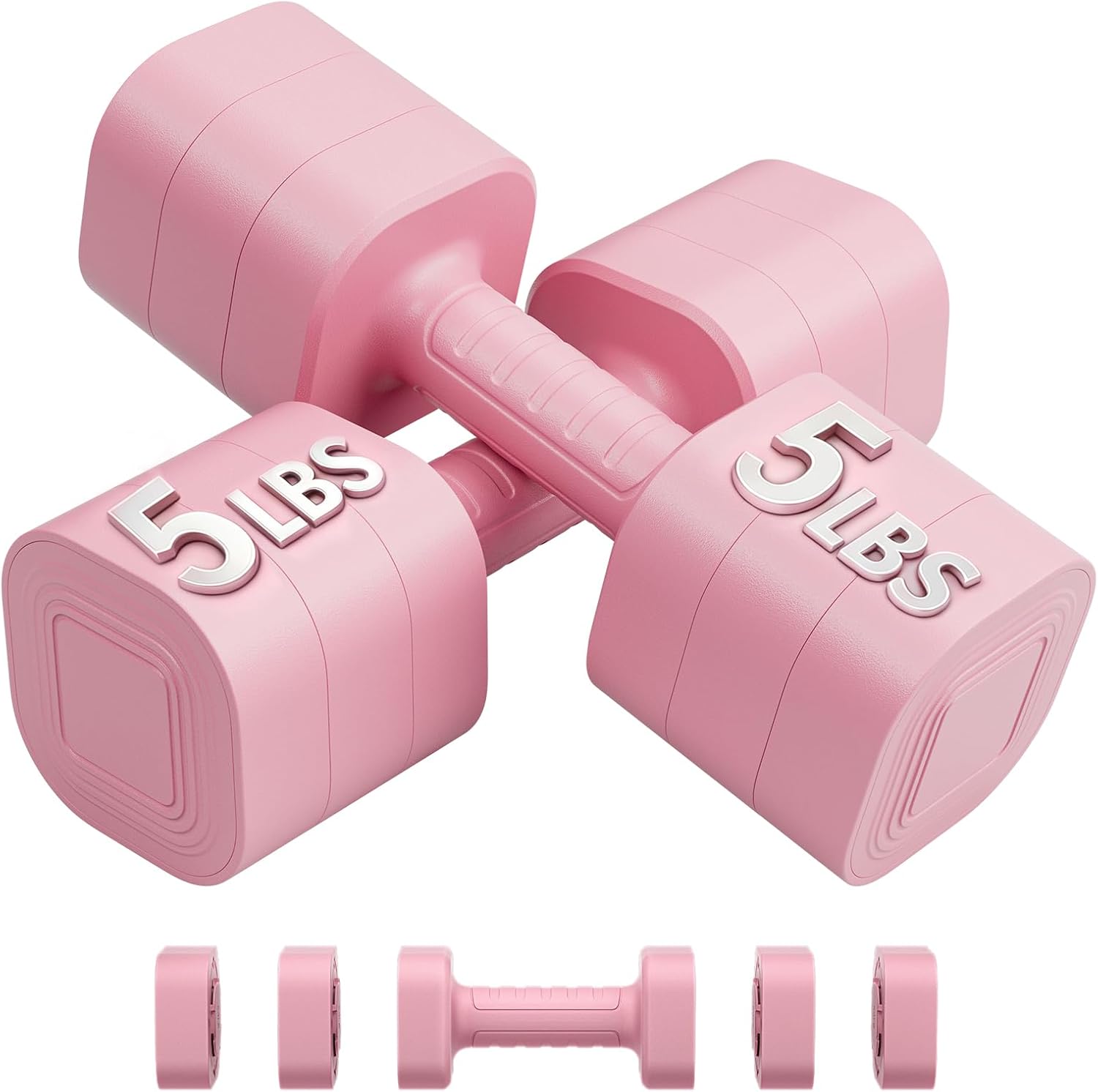 Detalle de Ragebby Adjustable Dumbbell Set (2) for Home Workouts: 3-In-1, Anti-Slip, Lightweight to Mid-Weight Range