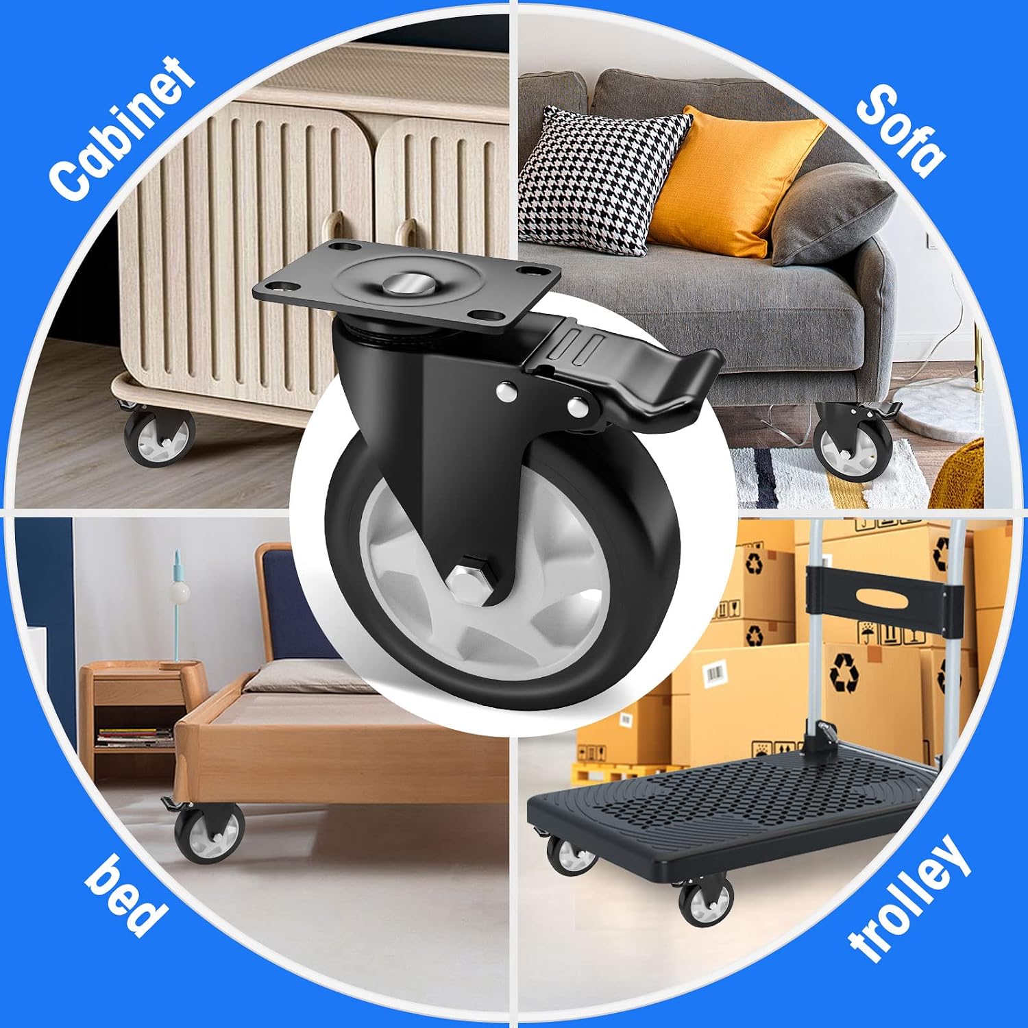 Detalle 1 de ASHGOOB swivel plate casters, 5-inch