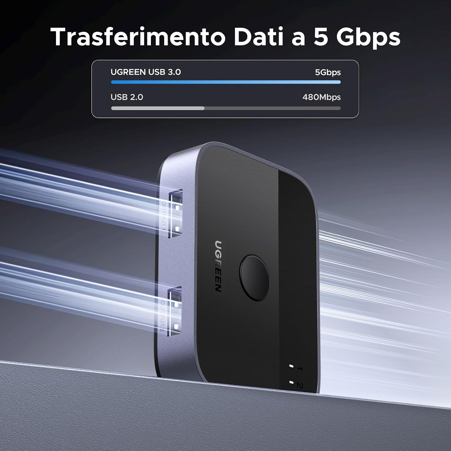 Thumbnail 2 de UGREEN Switch USB 3.0 KVM 5 Gbps 2 porte