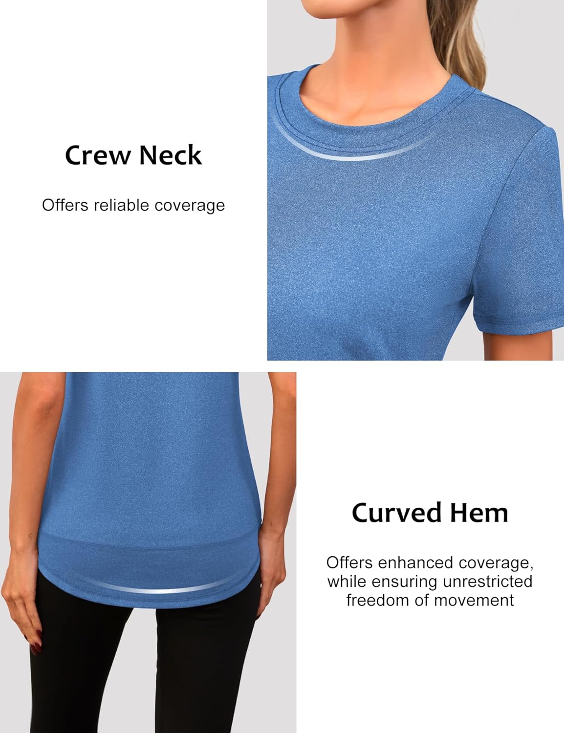 Thumbnail 4 de Memouniva Maglietta Sportiva Donna Slim Fit: t-shirt da palestra versatile e confortevole