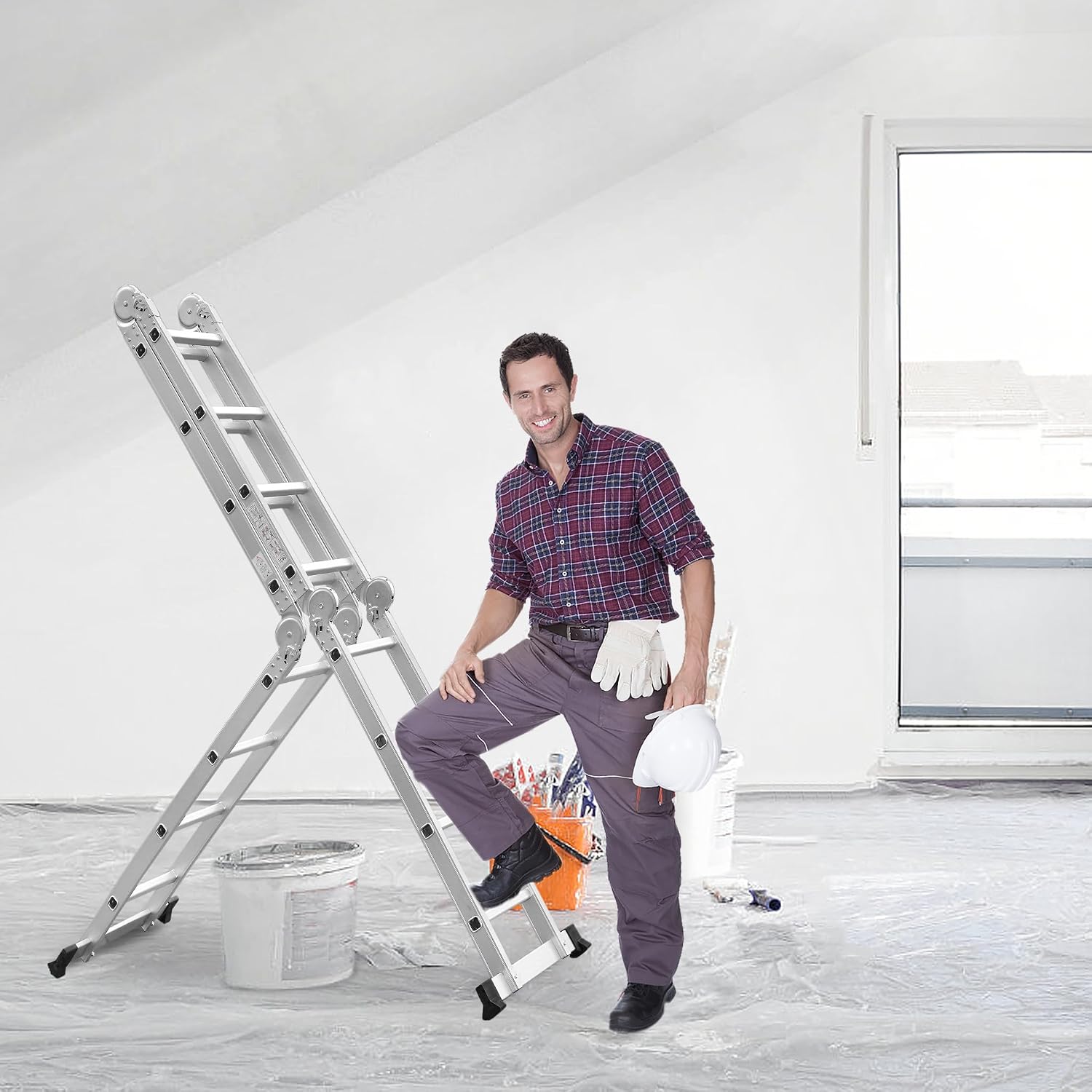 Thumbnail 6 de LZQ MD-R107 4 x 4 Multi-Purpose Ladder, 470 cm, Aluminium, 6-in-1