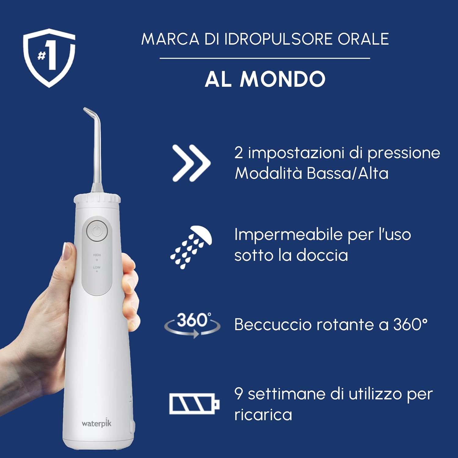 Thumbnail 4 de Waterpik Cordless Pearl idropulsore dentale ricaricabile: portatile e impermeabile, per rimuovere placca e residui