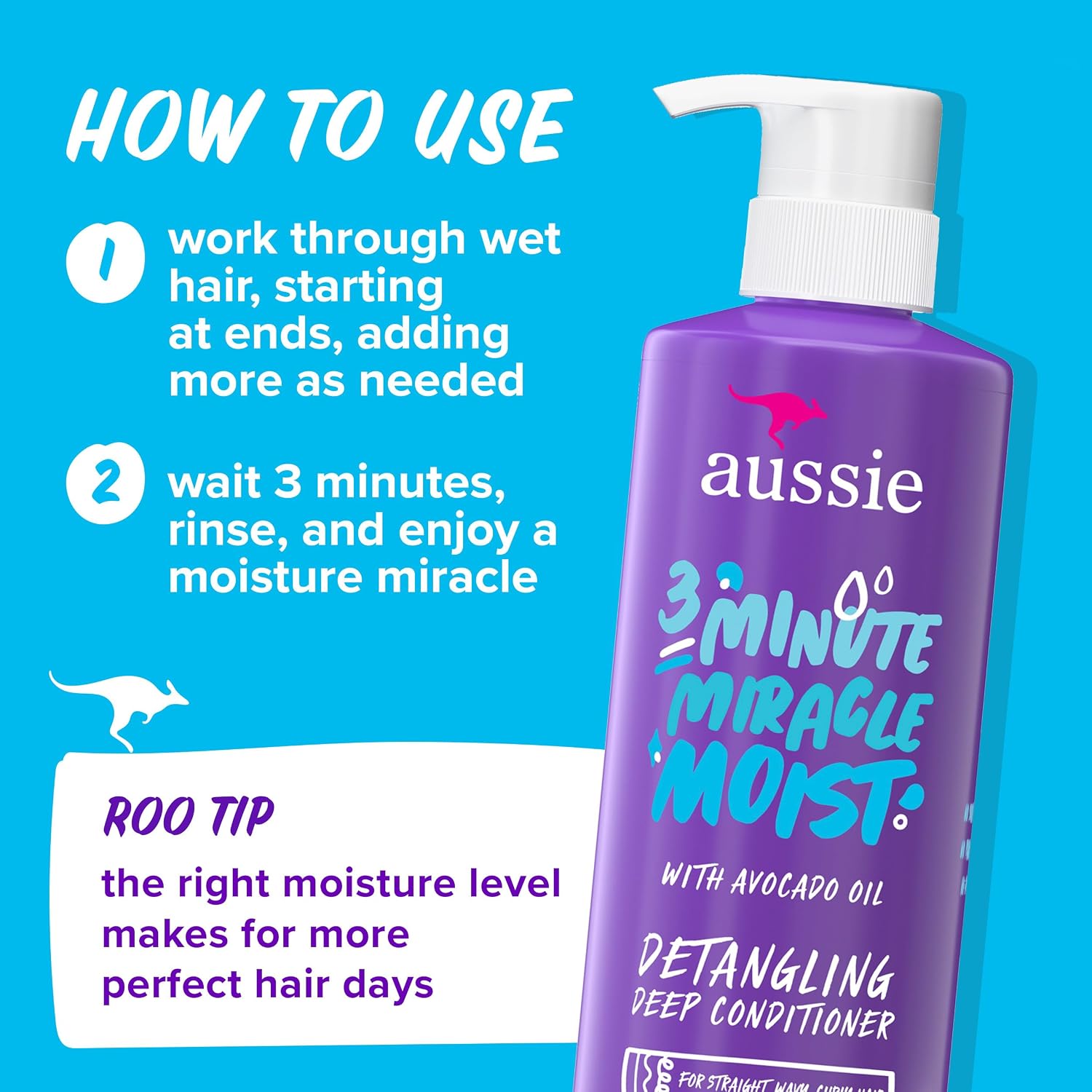 Thumbnail 4 de Aussie Miracle Moist Shampoo & Conditioner with 3-Minute Deep Conditioner, Avocado & Jojoba Oil, 3 Pack