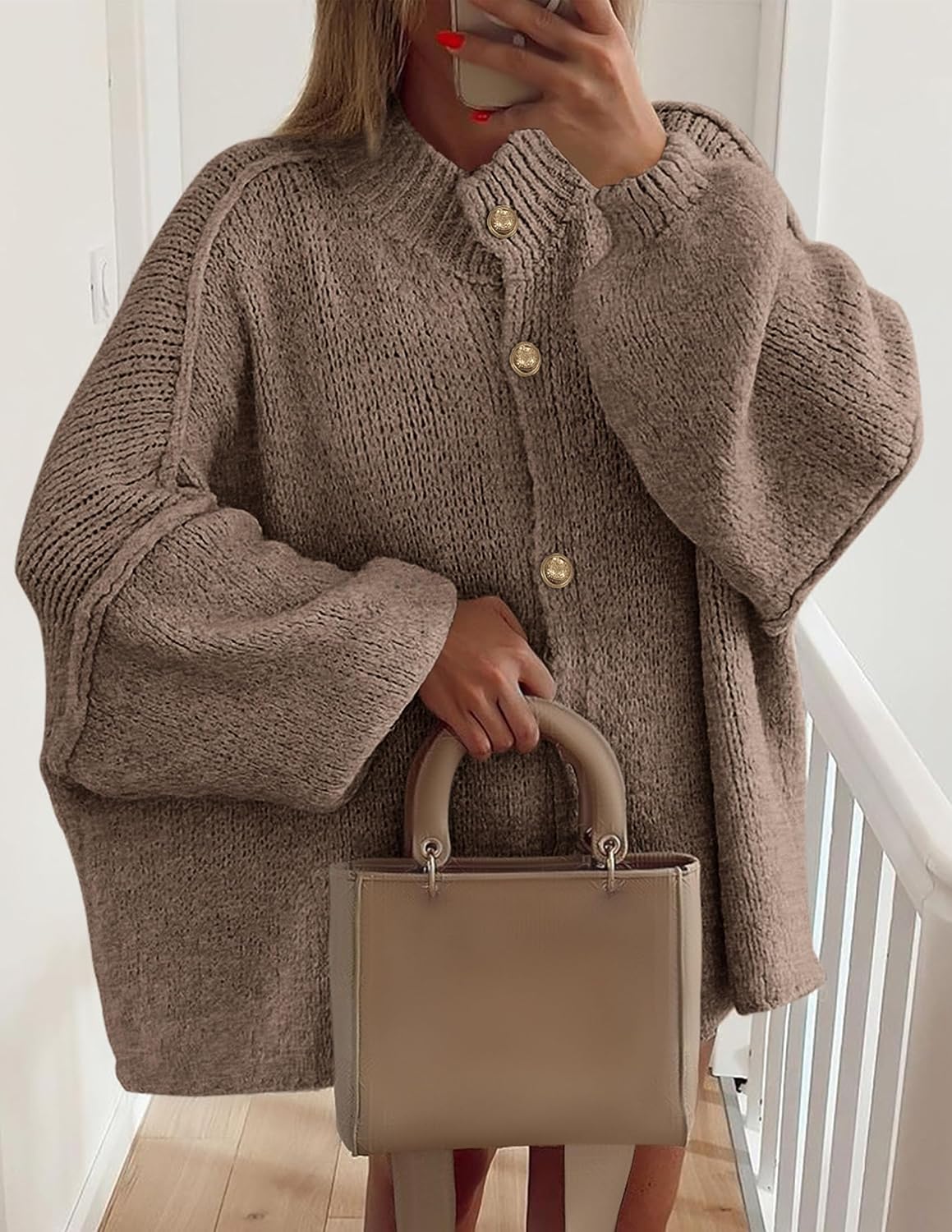 Detalle 2 de PRETTYGARDEN Women's Chunky Knit Cardigan S