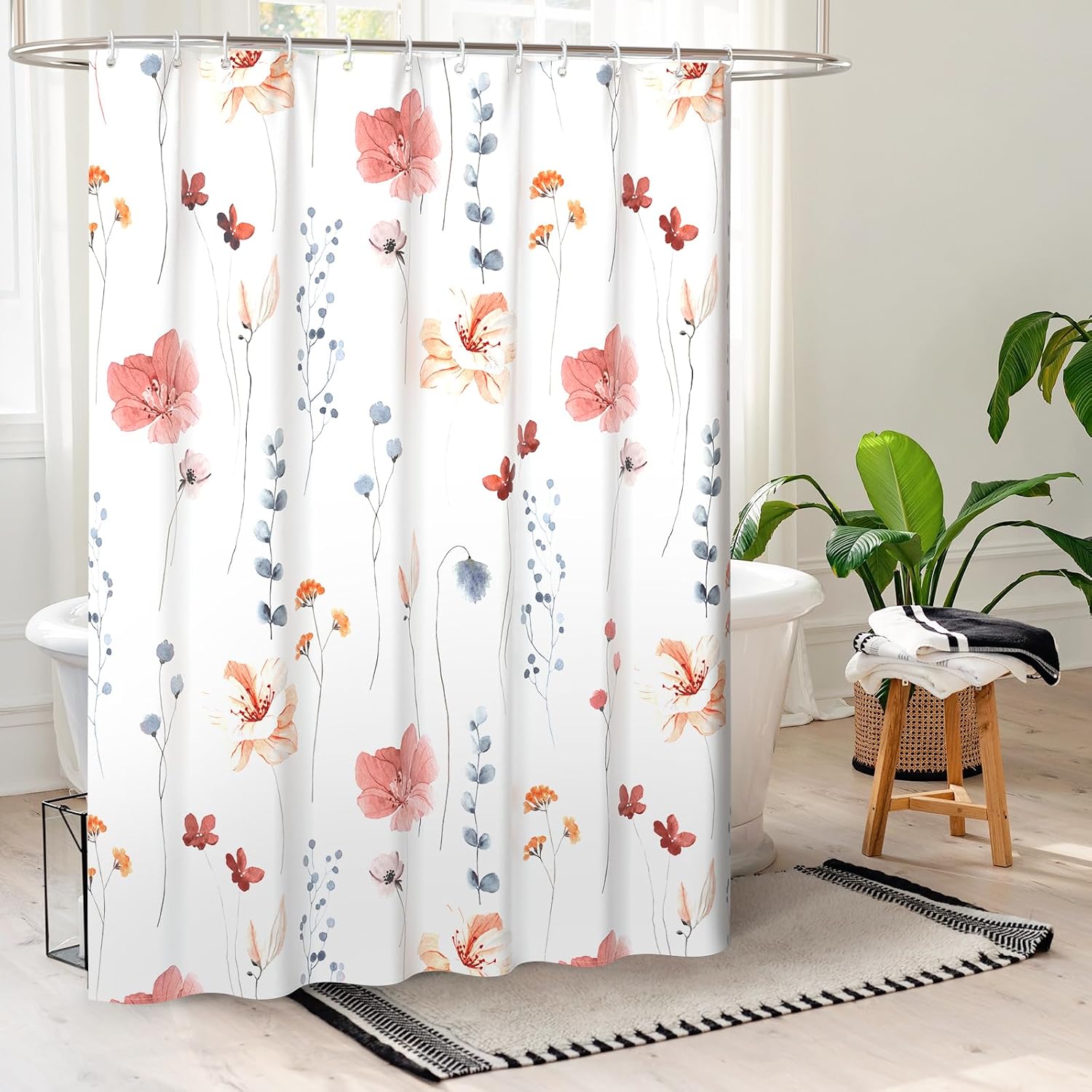 Thumbnail 1 de QiyI Watercolor Floral Shower Curtain 72 x 72
