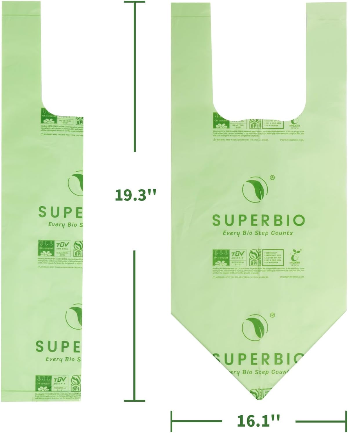 Thumbnail 6 de SUPERBIO 1.6 Gallon Compostable Food Scrap Bags (6 Liter) with Handle Tie, 50 Count