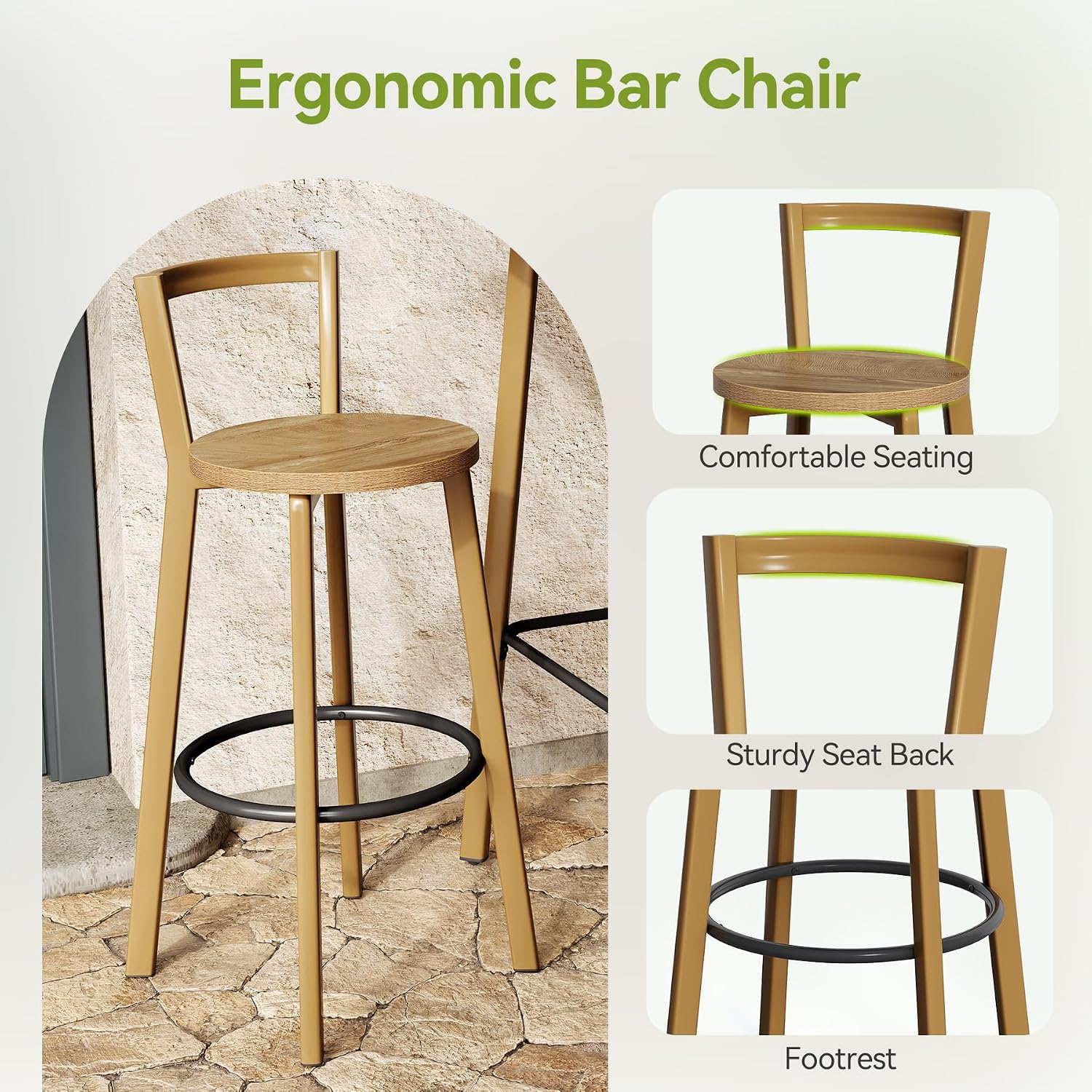 Detalle de LITTLE TREE Bar Table and Chair Set, 39.4-inch height