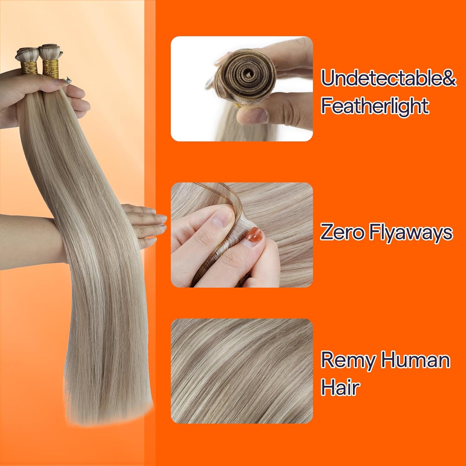 Thumbnail 2 de Full Shine Genius Weft Hair Extensions: Remy Weft, Ash Blonde Highlight, 24 Inch, 60G