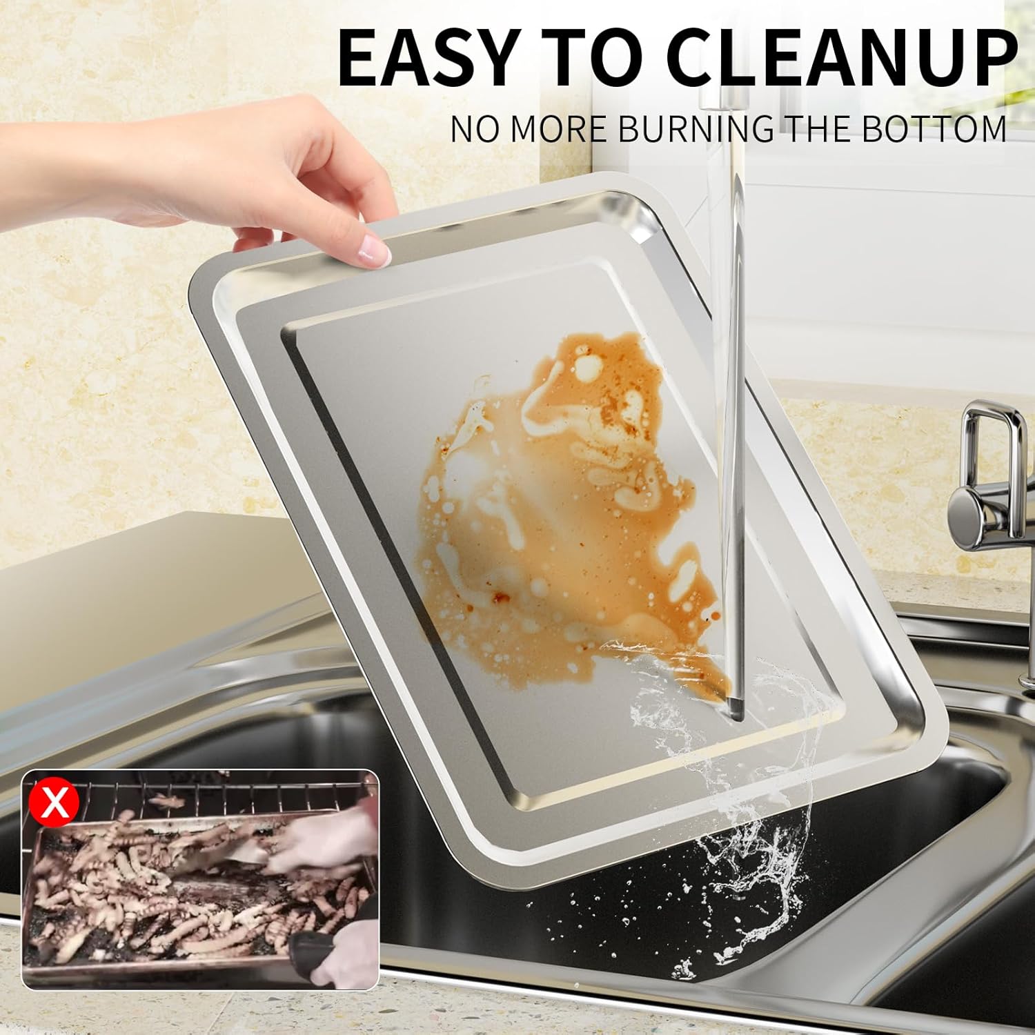 Thumbnail 6 de OPENICE 2 Set Air Fryer Basket with Oven Crisper Tray (Large & Medium) — Non-stick Mesh Air Fry Pan