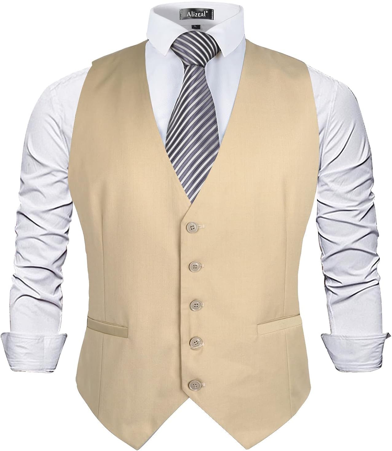Thumbnail 5 de Alizeal Men’s Classic Solid Colour Business Suit Vest (Regular Fit) – Tuxedo Waistcoat