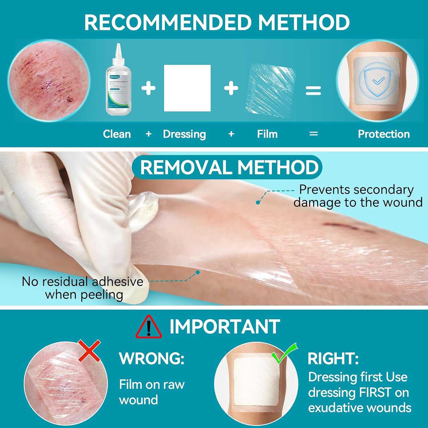 Detalle 2 de Dimora Transparent Film Dressing 6 cm x 7 cm (30 pcs): Clear, Waterproof Wound Care Patch