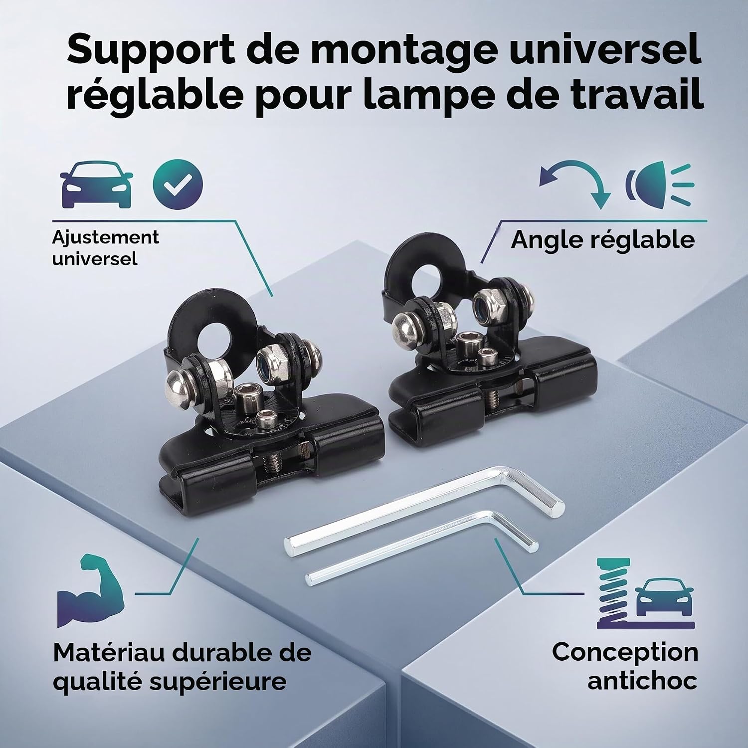 Detalle de Yosoo Health Gear LED-montagebeugels voor lichtbalk, verstelbaar, set van 2