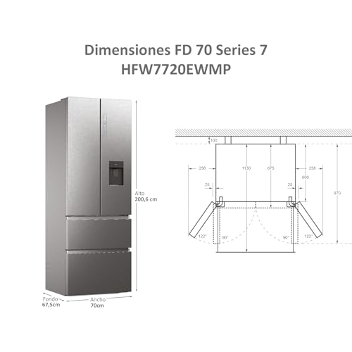 Thumbnail 1 de Haier FD 70 Series 7 HFW7720EWMP: Frigorífico con puerta francesa, dispensador de agua y conectividad WIFI