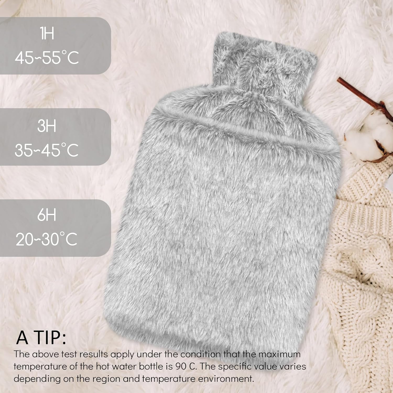 Thumbnail 5 de Jsdoin Hot Water Bottle 2L with Faux Fur Cover