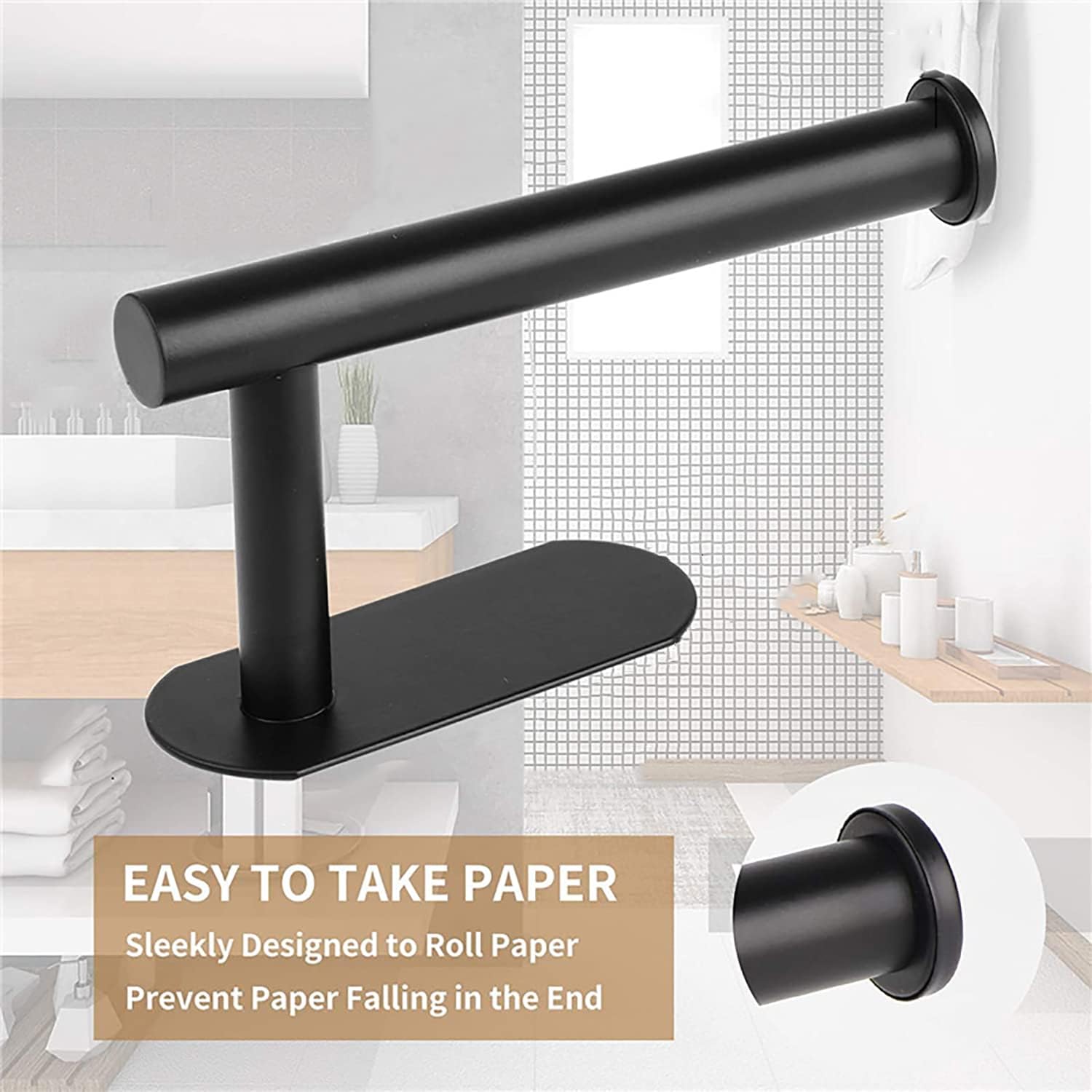 Detalle de JOPOFI Toilet Paper Holder, Matte Black