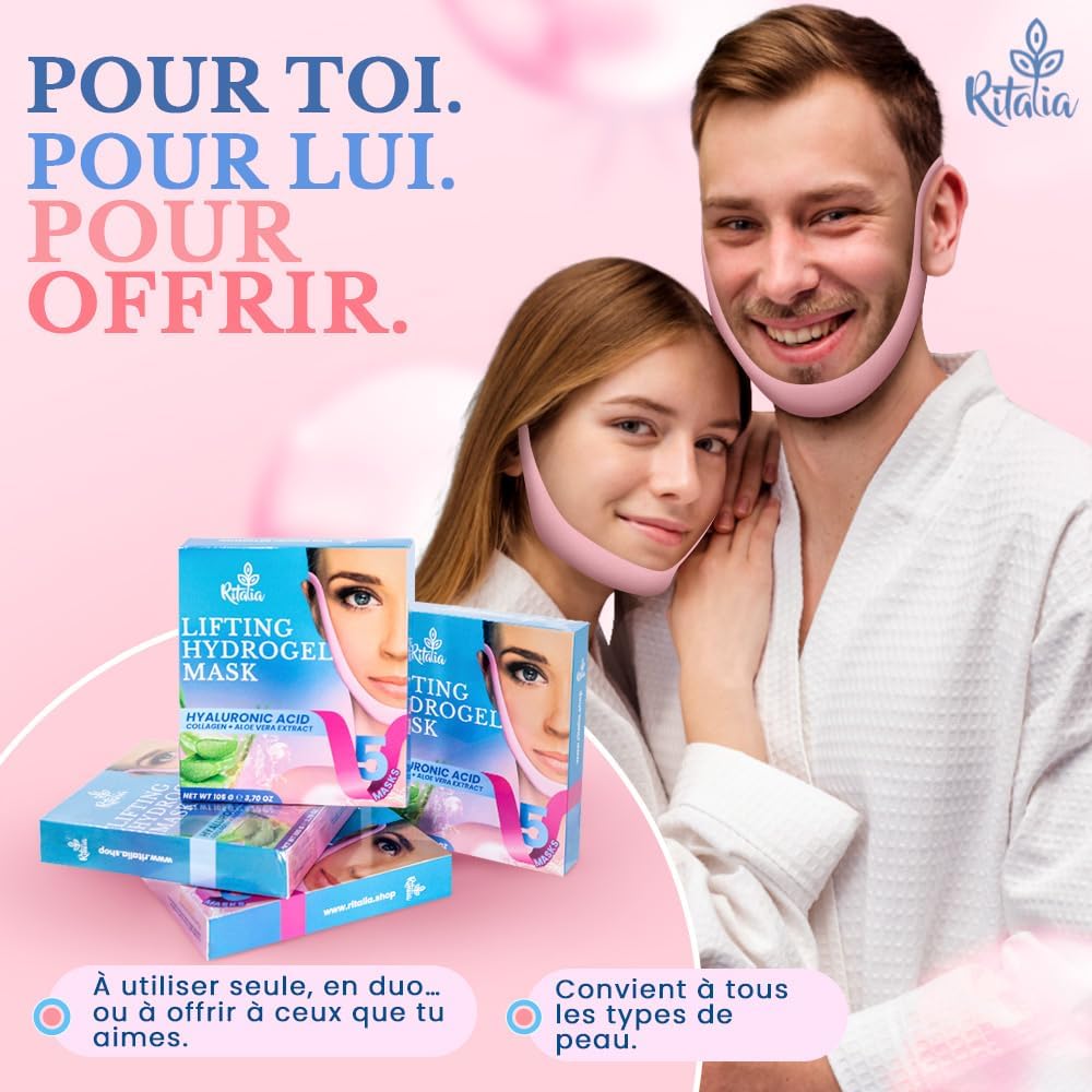 Thumbnail 5 de Ritalia® Masque Visage Femme anti double menton (effet lifting) à base de collagène et acide hyaluronique