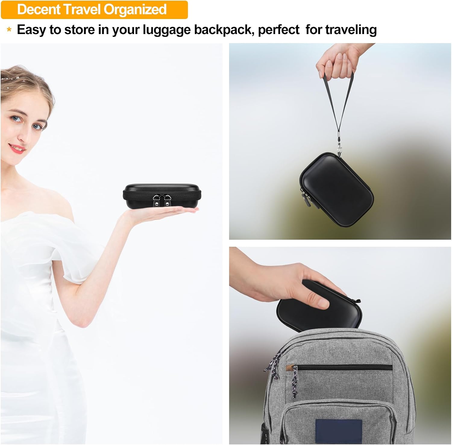 Thumbnail 5 de Elonbo Carrying Case for HP Sprocket Portable 2x3 instant photo printer (Black/Inside Black)