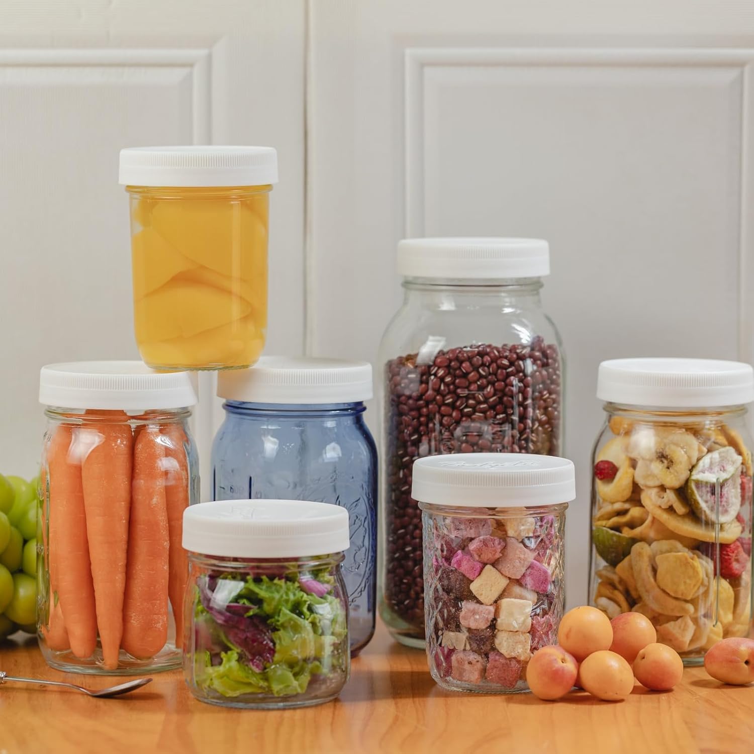 Thumbnail 4 de Yodecy 12-Pack 16 oz Wide Mouth Clear Mason Jars with Silver Lids (Airtight Storage)