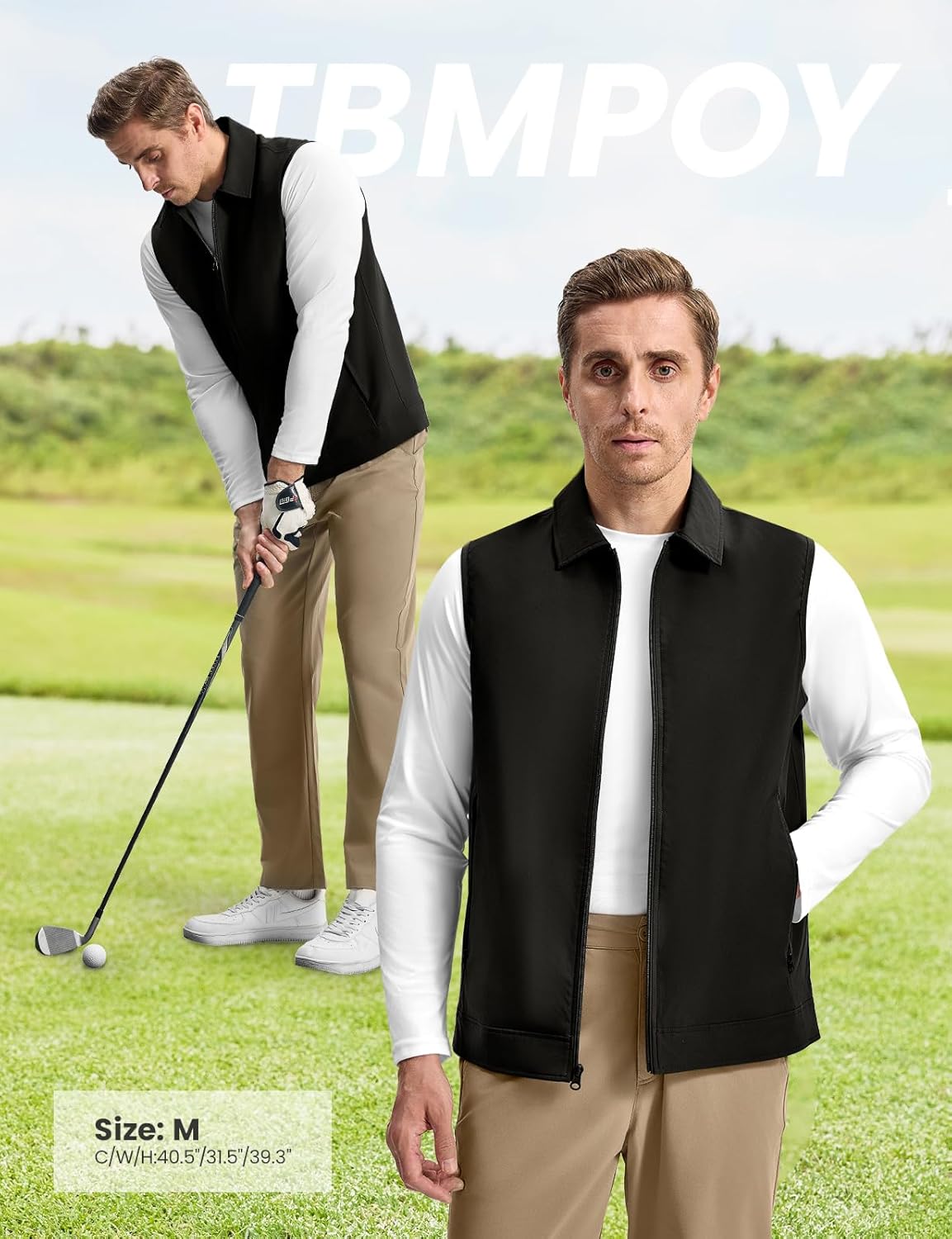 Thumbnail 2 de TBMPOY Men's Lightweight Vest with 3 Zip Pockets for Travel, Golf, and Everyday Warmth