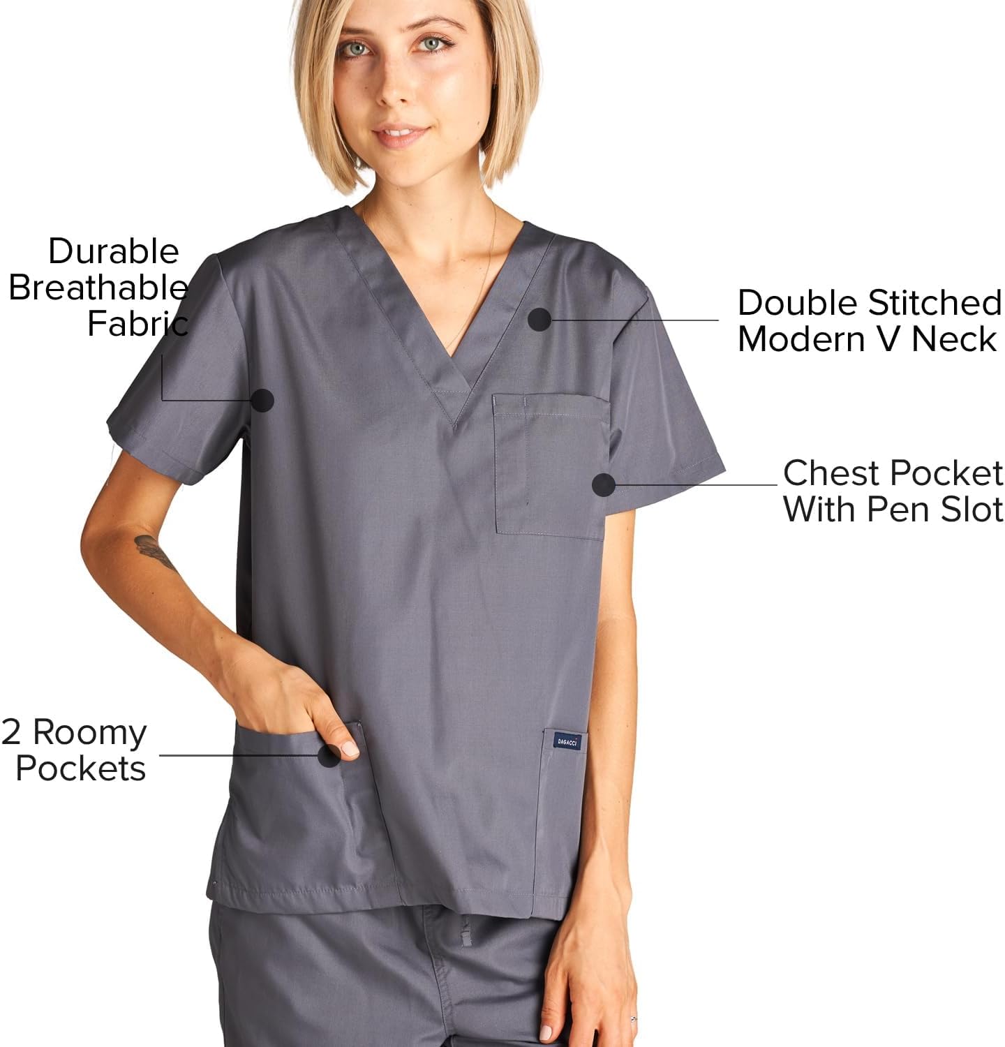Detalle de Dagacci Scrubs Medical Uniform Set for Women and Men – Top & Pants