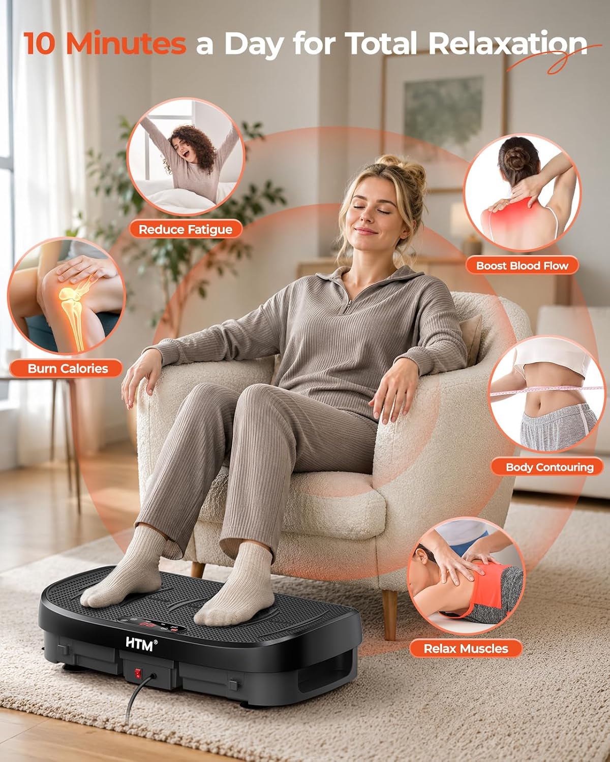 Thumbnail 4 de HTM Vibration Plate Exercise Machine, 9 Modes, 120 Speeds, Remote Control