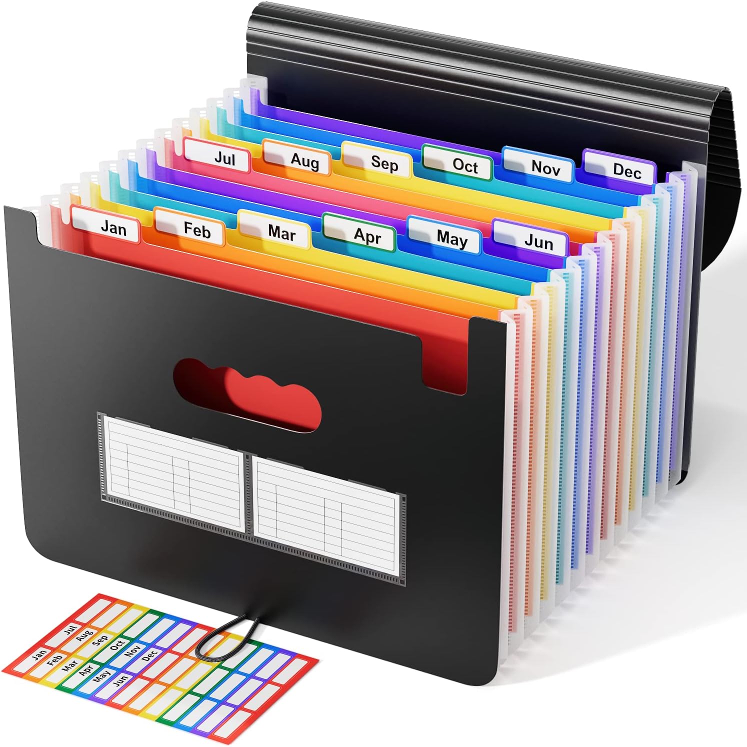 Detalle de ABC life Dokumentenmappe A4 mit Fächern (12 Fächer, wasserdicht) – Regenbogen-Aktenordner