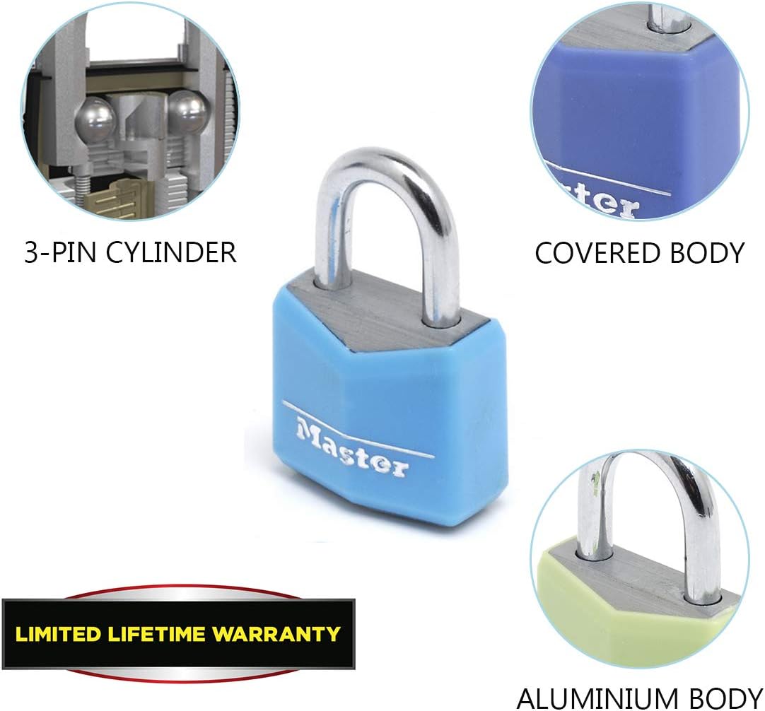 Thumbnail 3 de Master Lock 9120EURQCOLNOP Mini Lucchetto – Set da 4, Pacco Famiglia, Multicolore