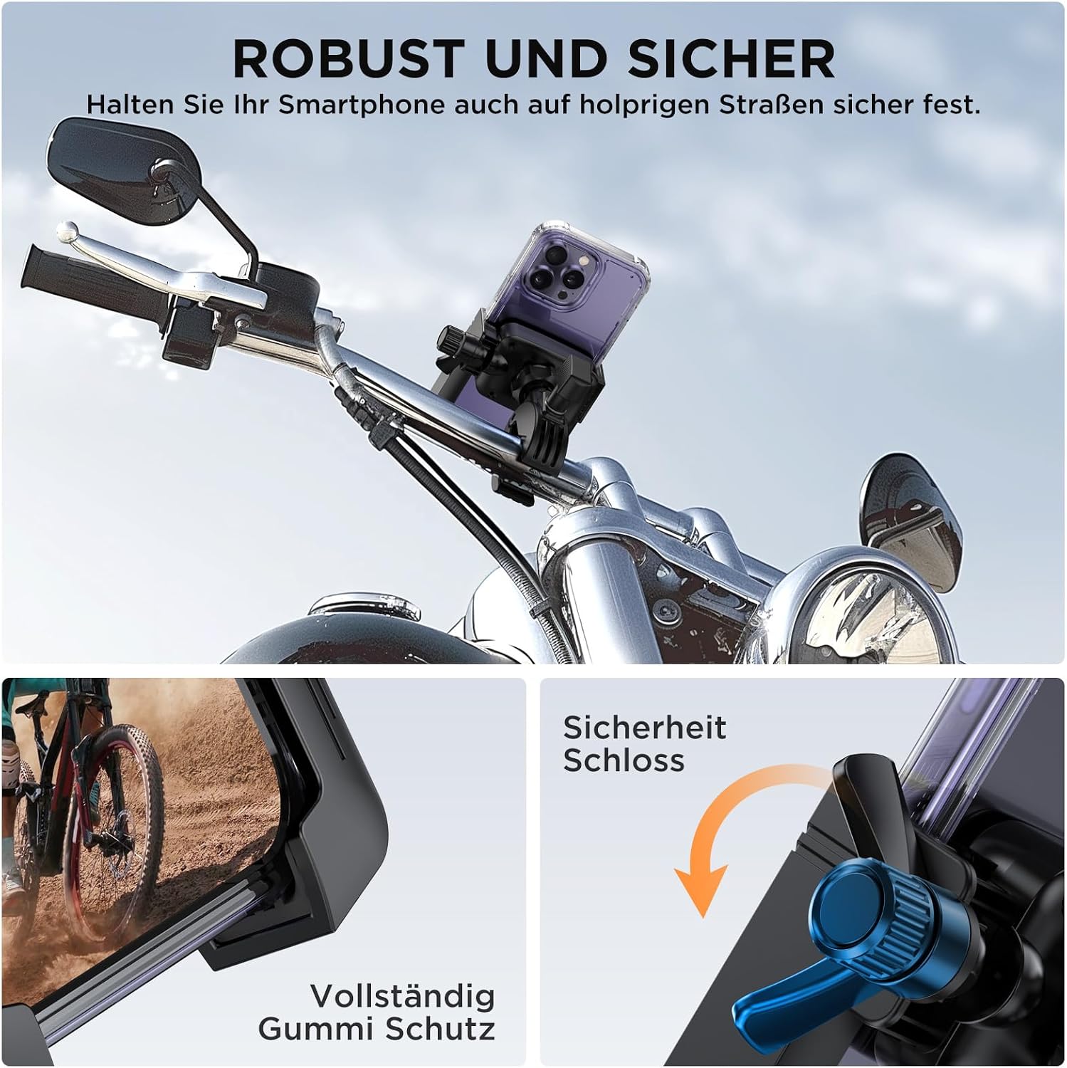 Thumbnail 3 de Miracase Handyhalterung Fahrrad [2026] Universal – 360° Lenkerhalterung für Smartphone