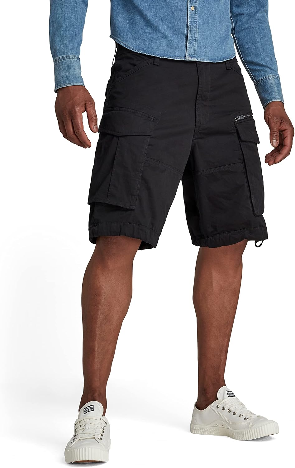 Detalle de G-STAR Herren Rovic Zip Relaxed Shorts – lockerer Bund, hohe Leibhöhe, gerades Bein