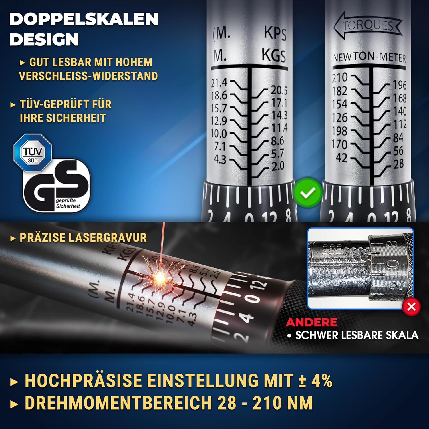 Thumbnail 2 de S&R 1/2 Zoll Drehmomentschlüssel 28–210 Nm