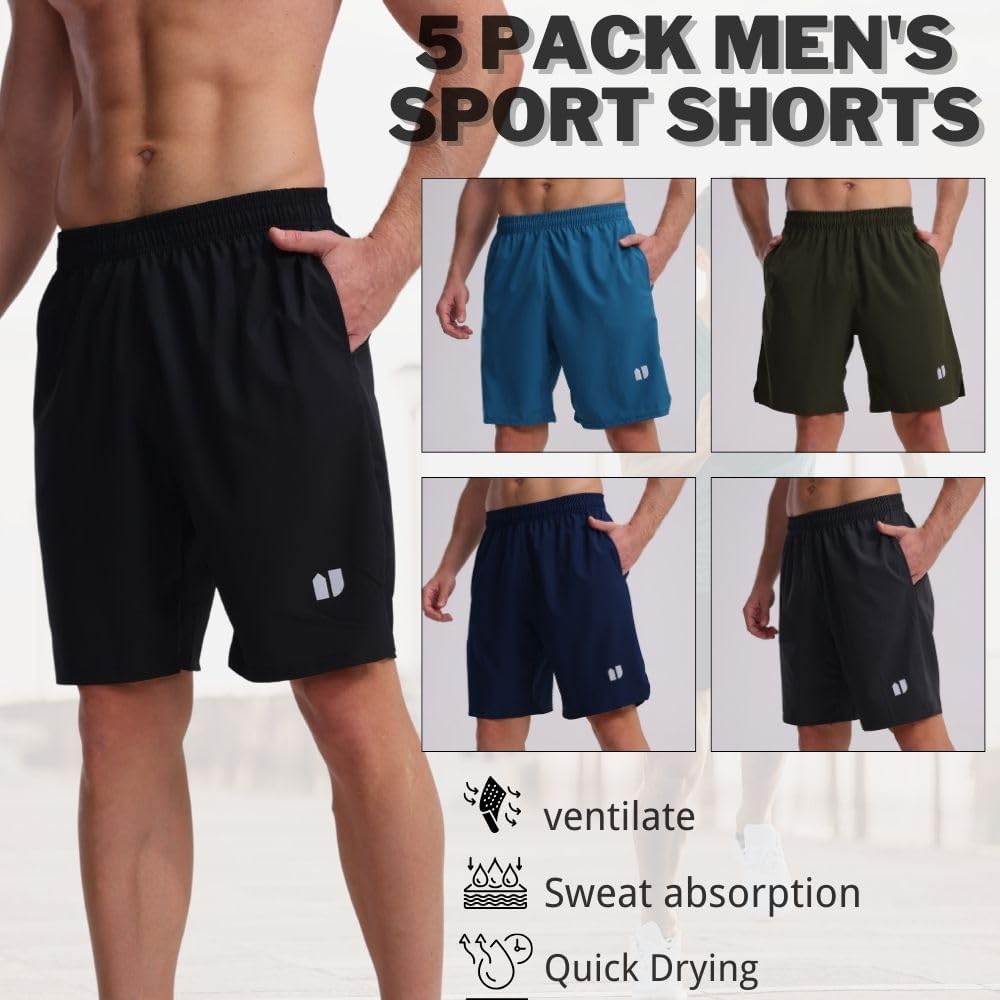 Thumbnail 2 de Bsrpolry 5 Pack Men's Running Shorts – Quick Dry Gym Shorts with Pockets