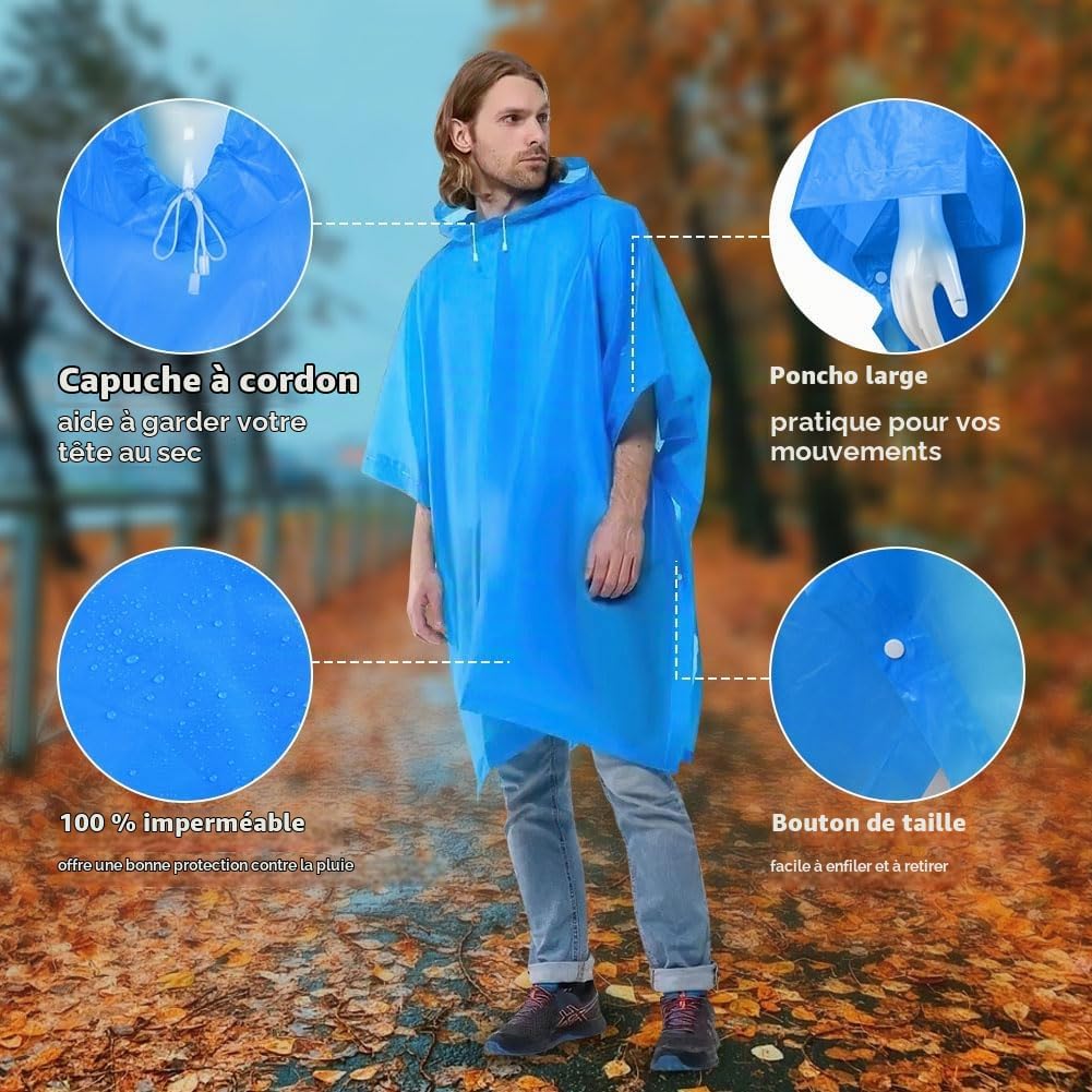 Thumbnail 3 de OSDUE set van 2 regenponcho’s van EVA met capuchon en mouwen, blauw